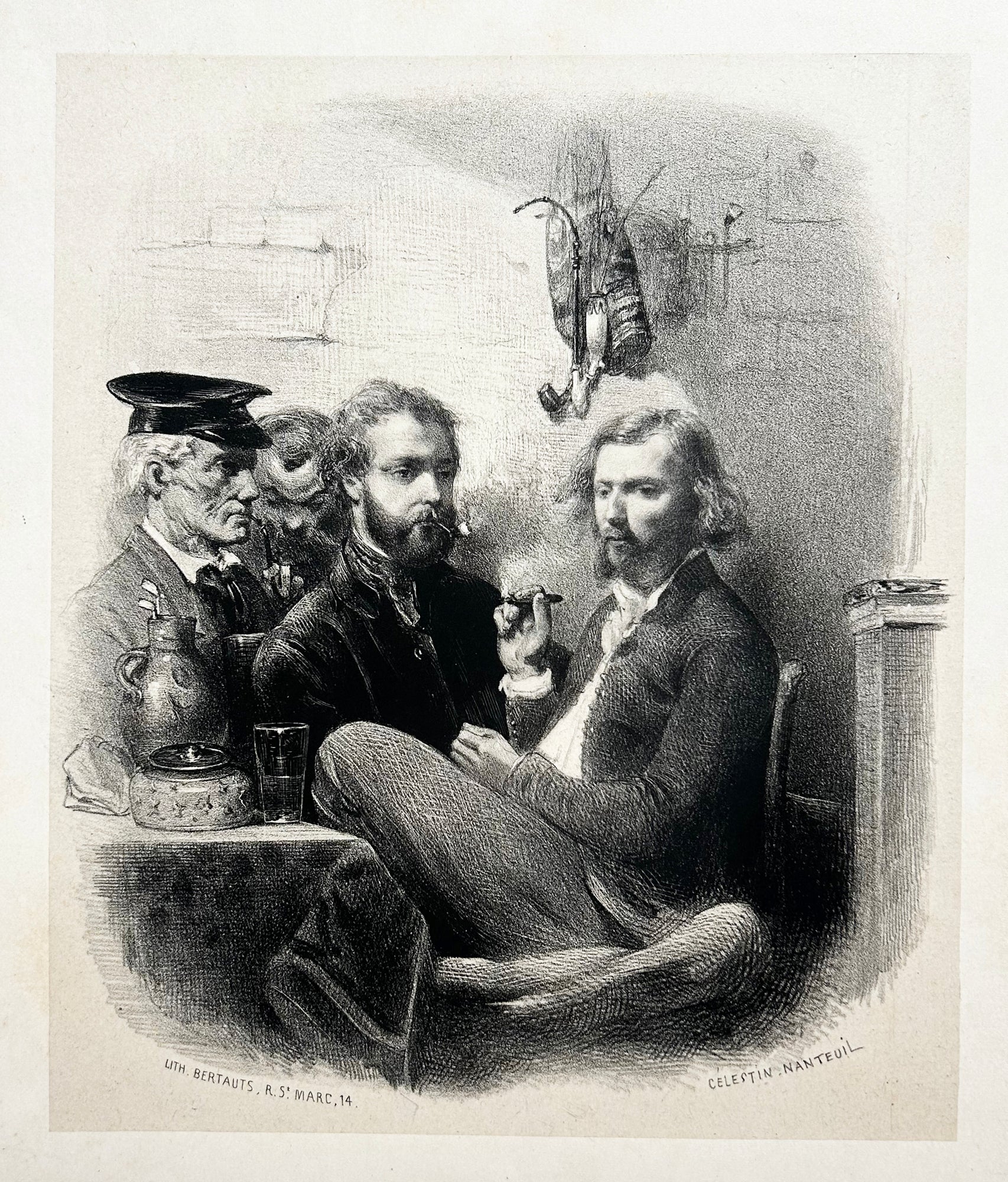 Célestin NANTEUIL - [Les Français chantés par eux-mêmes. Les cigares].  1842. Lithographie.