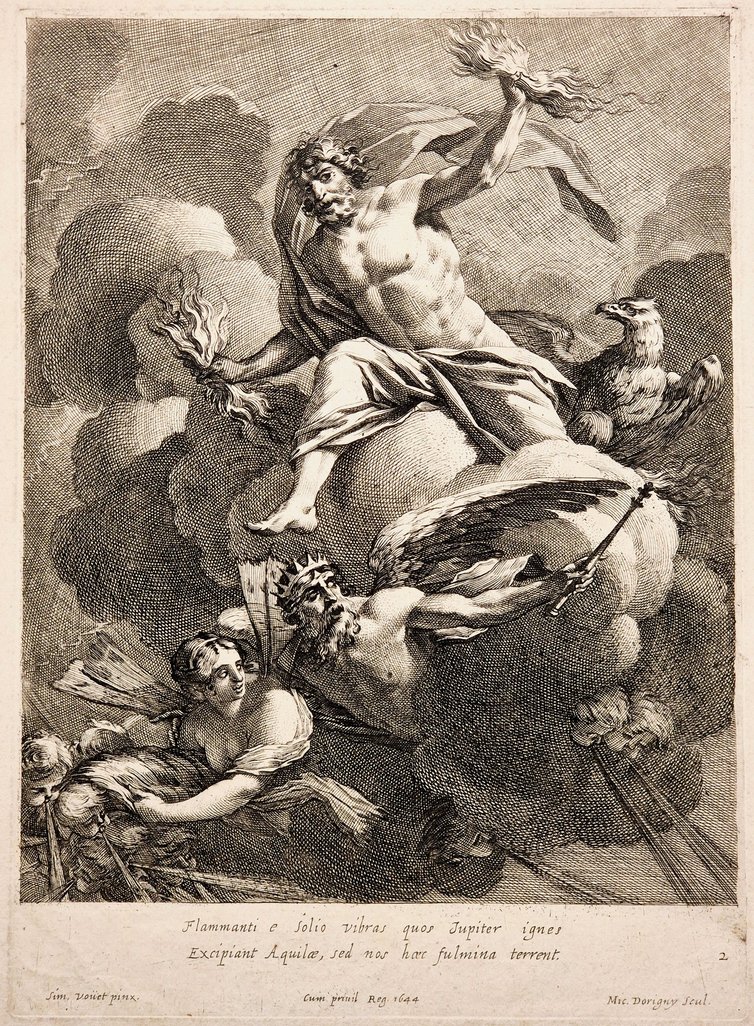 Michel DORIGNY - Jupiter. 1644. Gravure à l'eau-forte et au burin d'après Simon Voüet 