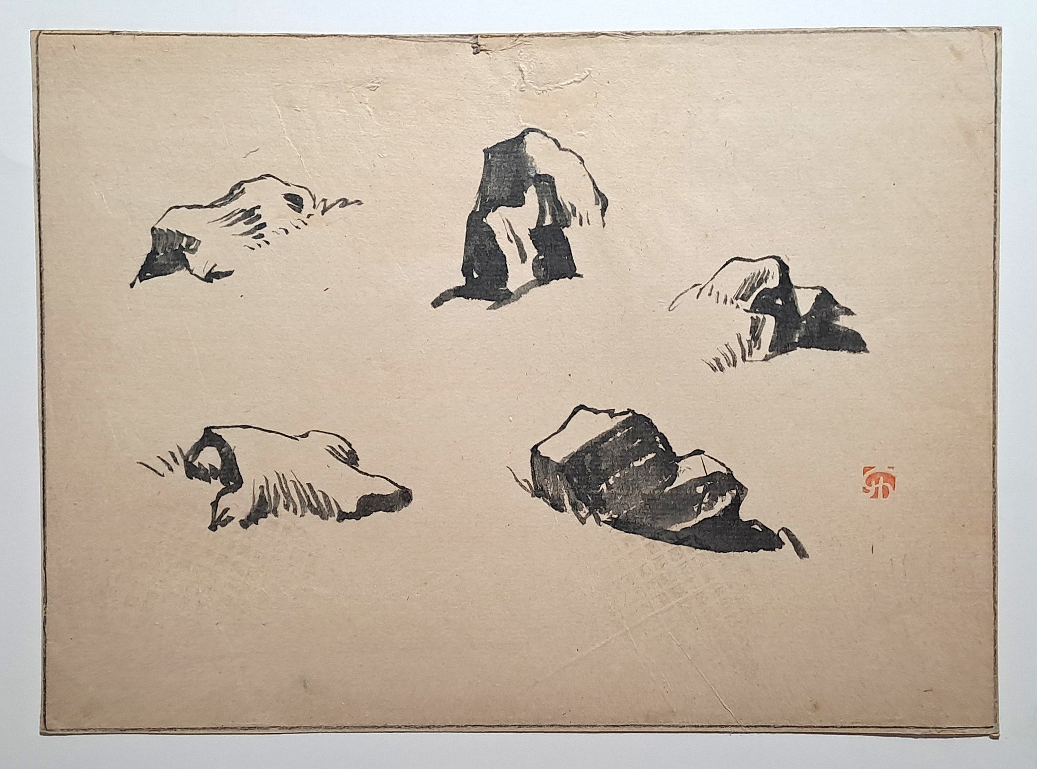 Jules CHADEL [Etudes de rochers]. Dessin original.