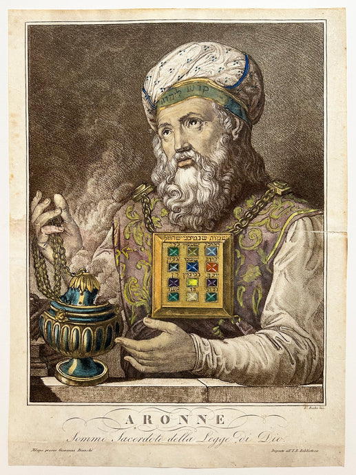 Luigi RADOS DE PARME - Aronne, Sommo Sacerdote della Legge di Dio (Aaron, Grand Prêtre de la Loi de Dieu). Gravure en couleurs. 