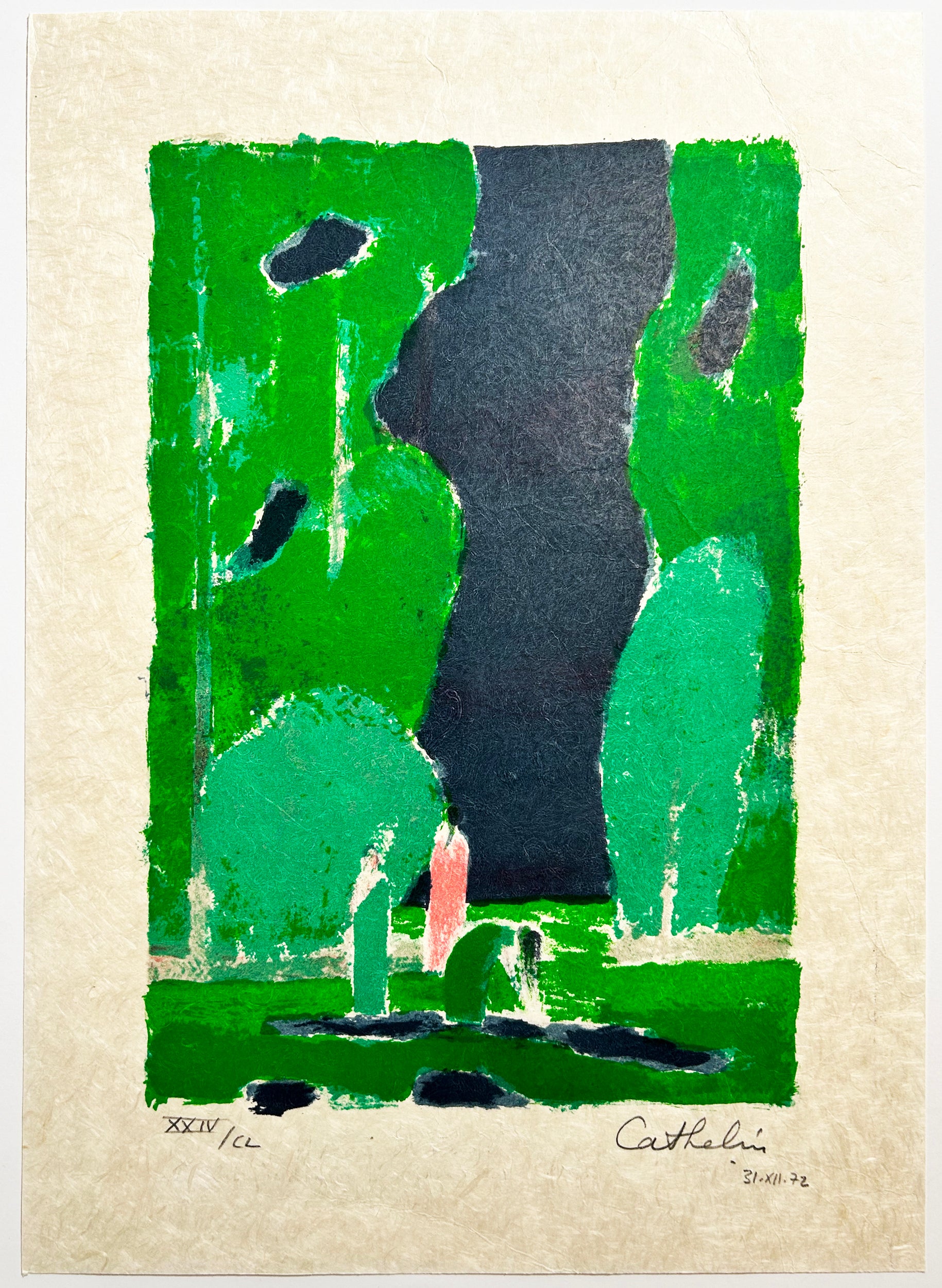 Bernard CATHELIN - Clairière à Ceylan. 1972. Lithographie en couleurs, signée. 