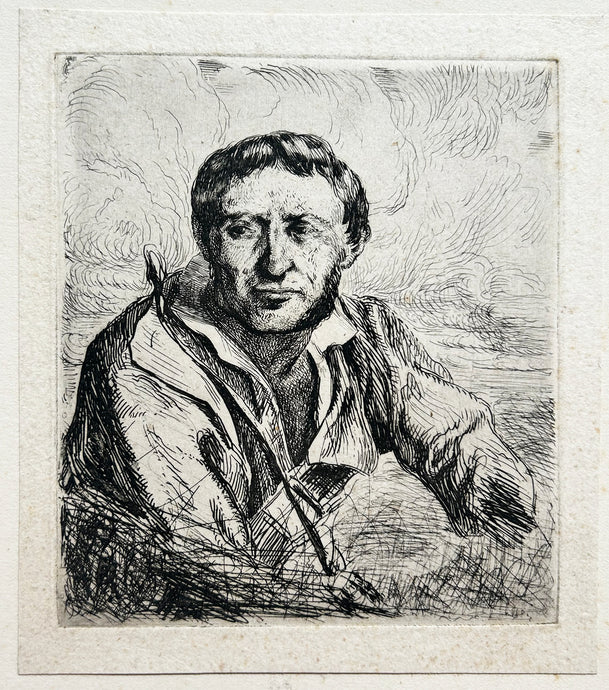 SAINT-MARCEL Charles Edme - Buste du garde-chasse. Gravure originale. 
