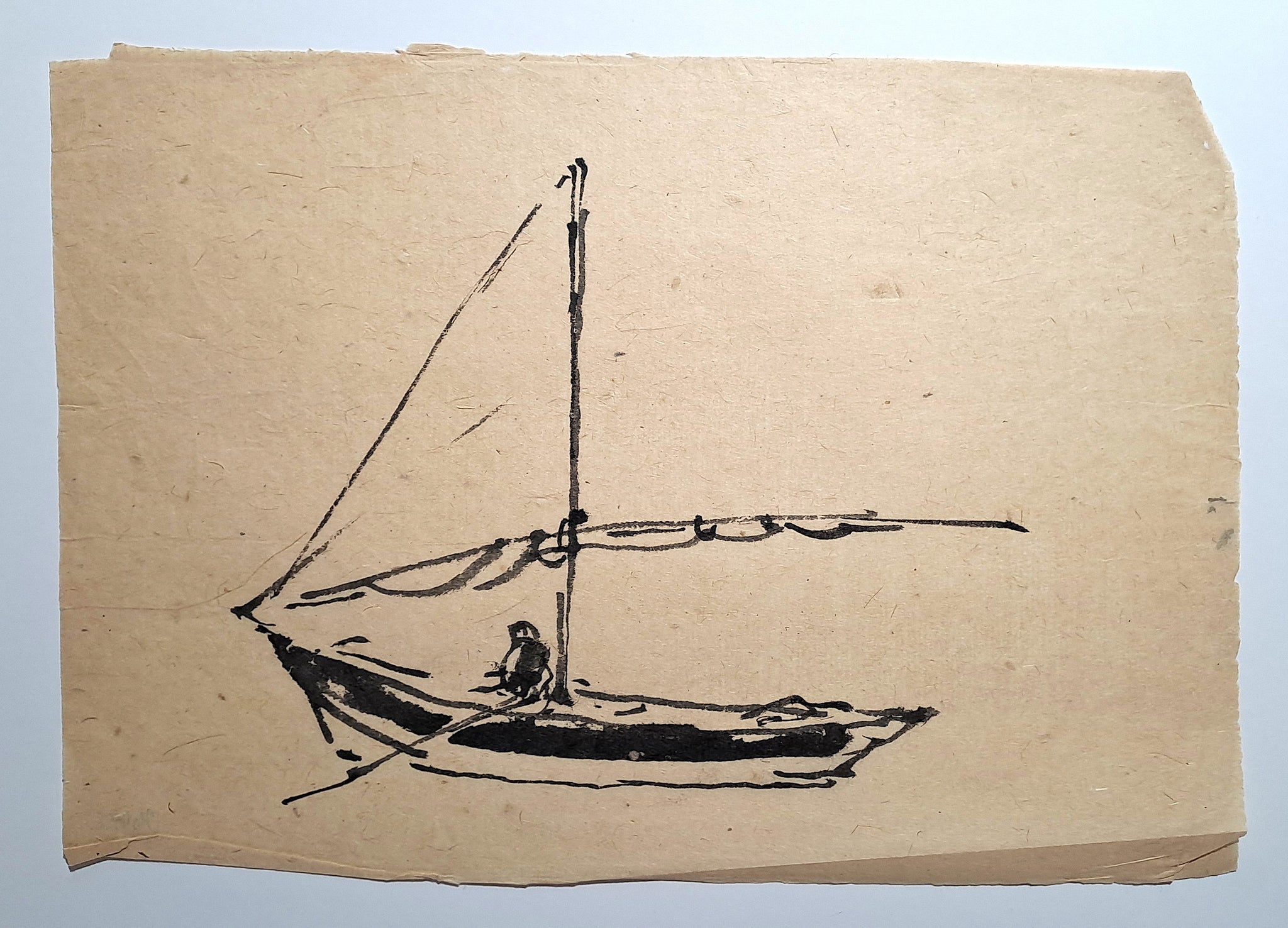 Jules CHADEL [Bateau avec marin]. Dessin original. 