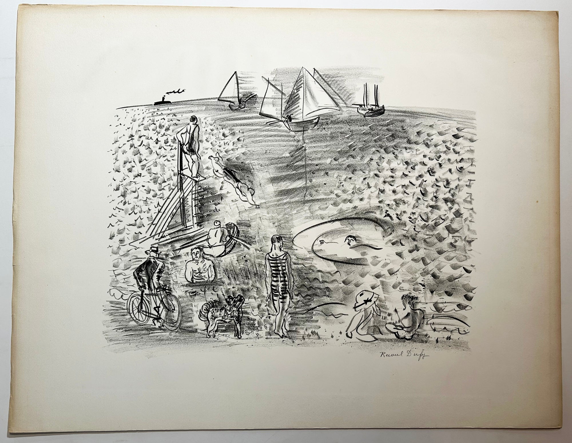 Raoul DUFY - Le Plongeoir. 1925. Lithographie signée. 