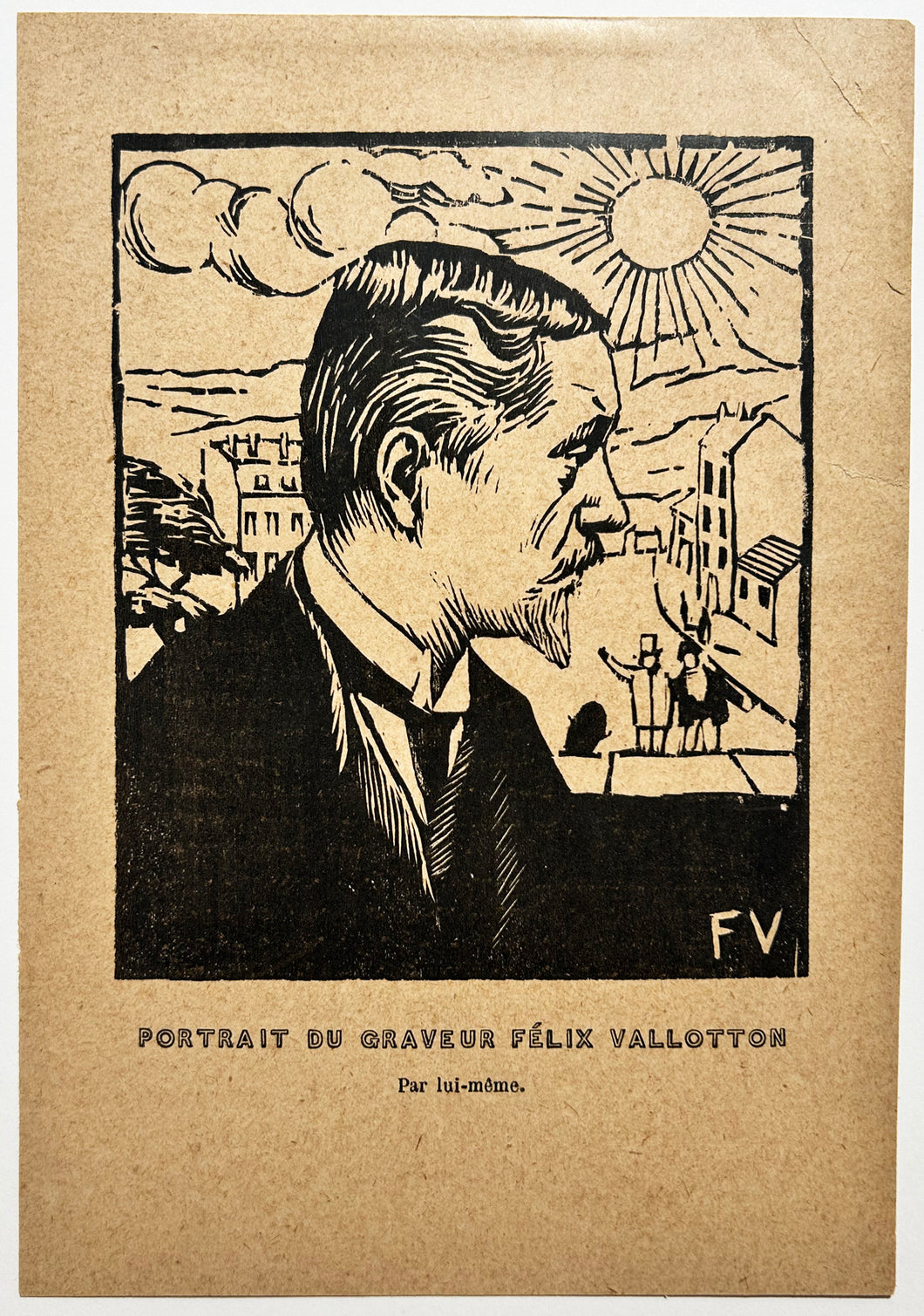Félix VALLOTTON - Portrait du graveur Félix Vallotton, par lui-même.  1891. Bois gravé. 
