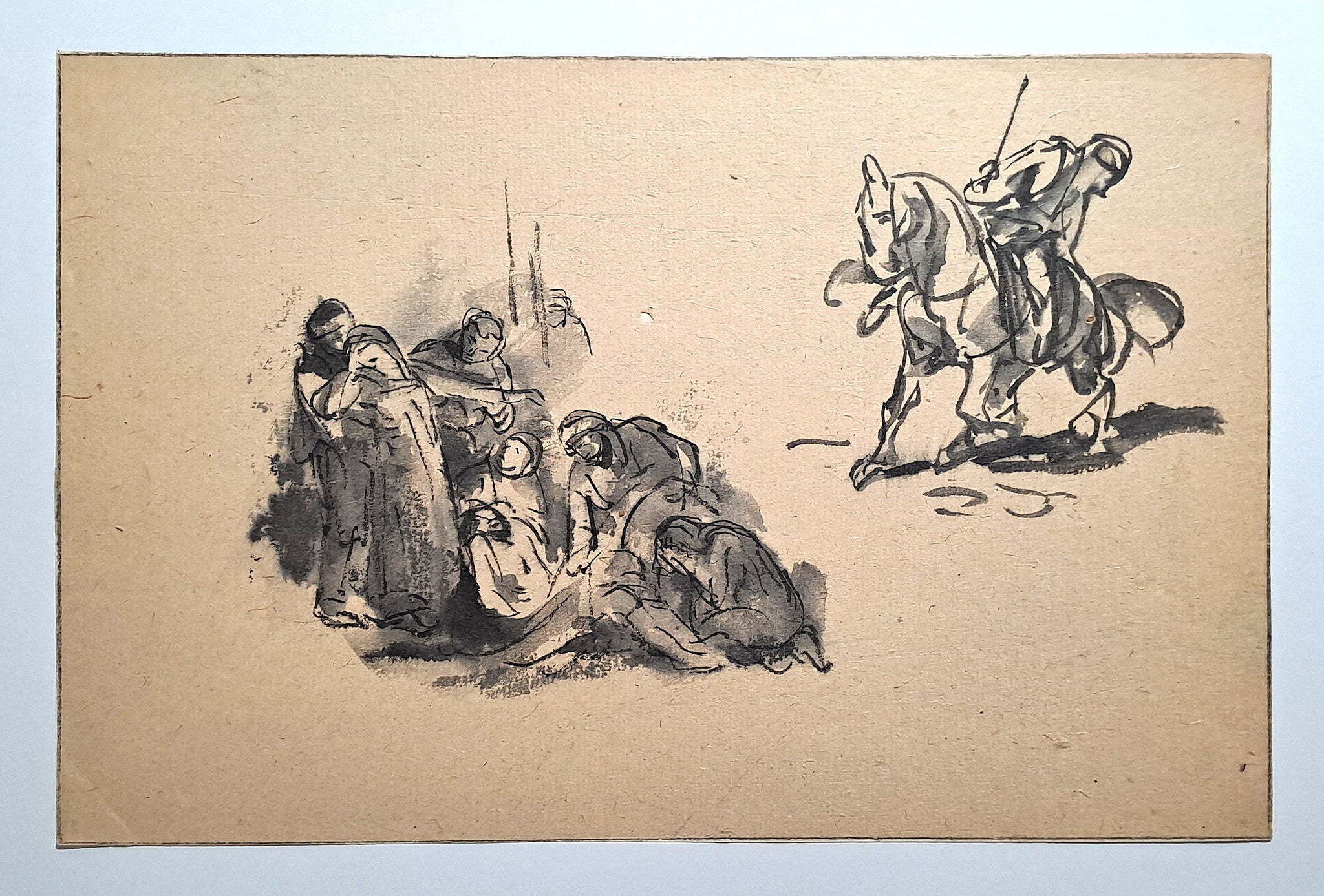 Jules CHADEL [Etude de Lamentation et de soldat à cheval]. Dessin original. 