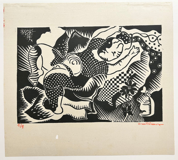 Louis CATTIAUX Enfant-Roi.  1933. Bois gravé signé.