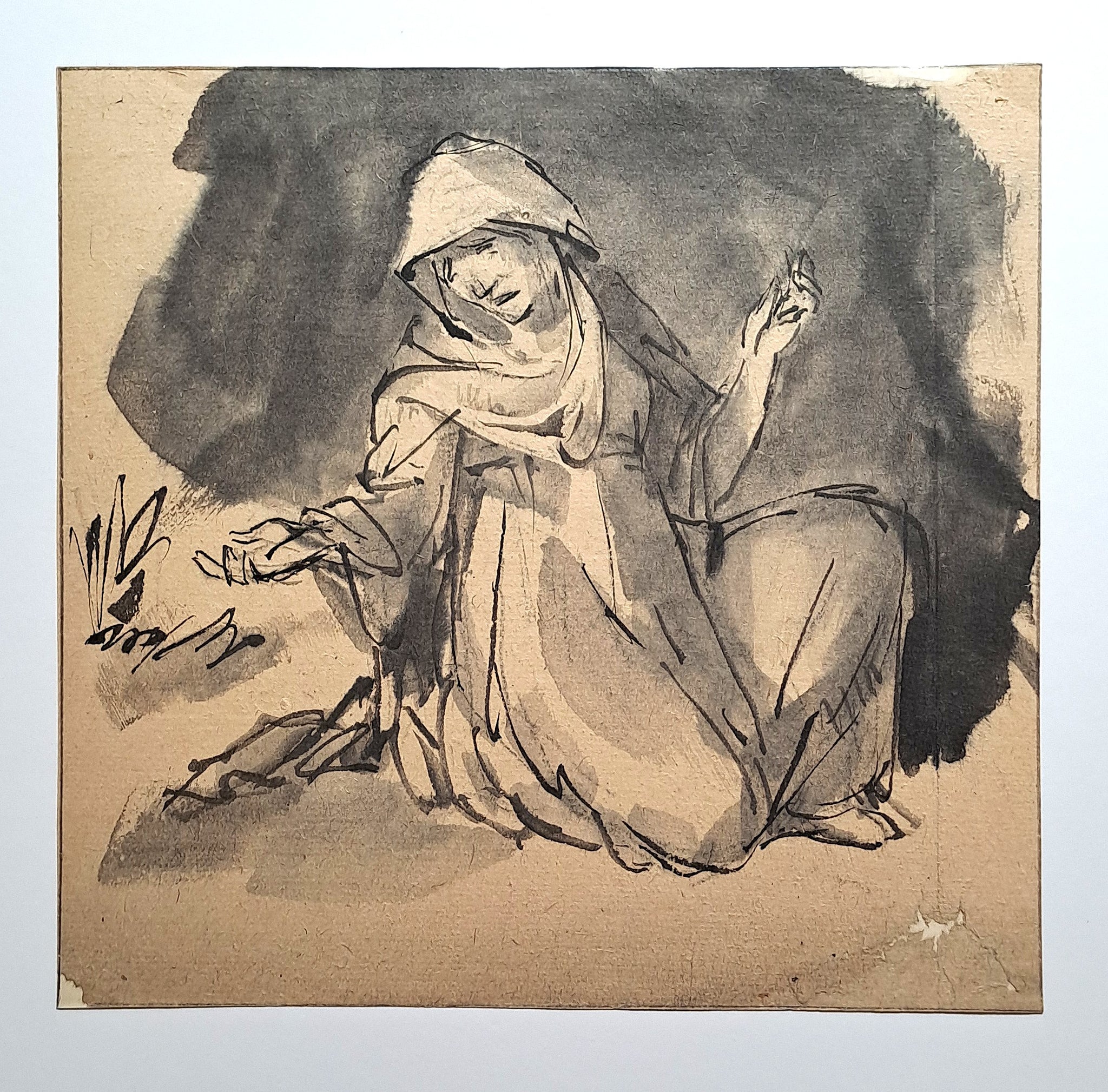 Jules CHADEL [Etude de Sainte Femme pour la Descente de Croix]. Dessin original. 