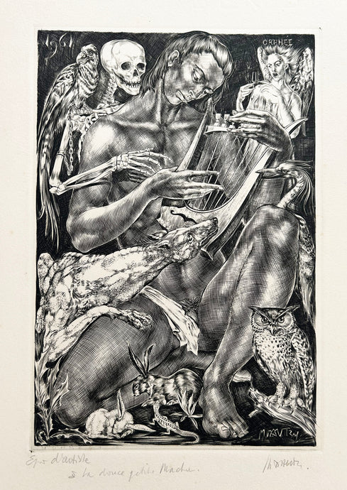 Marc DAUTRY Orphée.  1961. Gravure originale contresignée. 