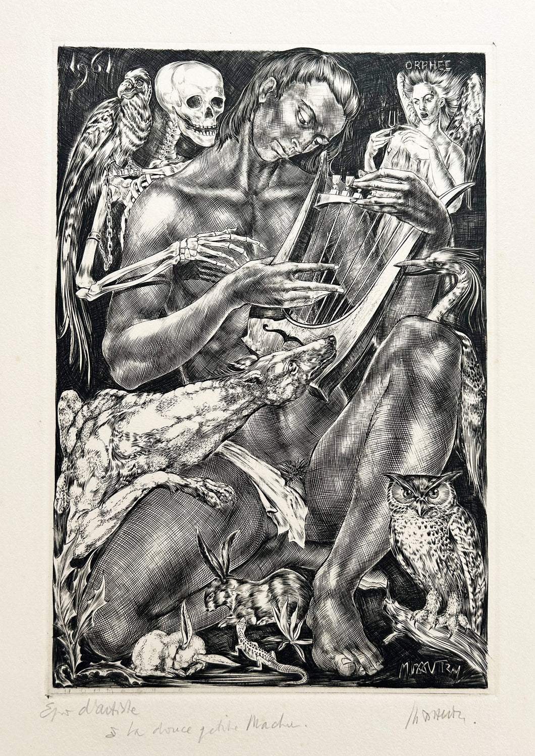 Marc DAUTRY Orphée.  1961. Gravure originale contresignée. 