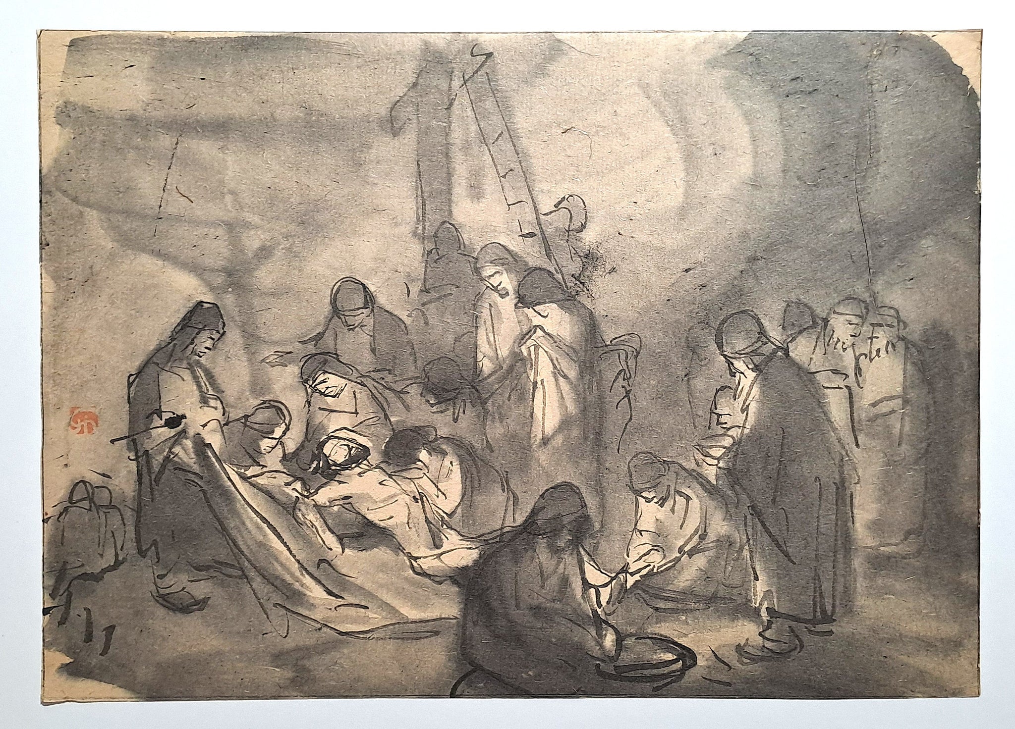 Jules CHADEL [Descente de Croix]. Dessin original. 