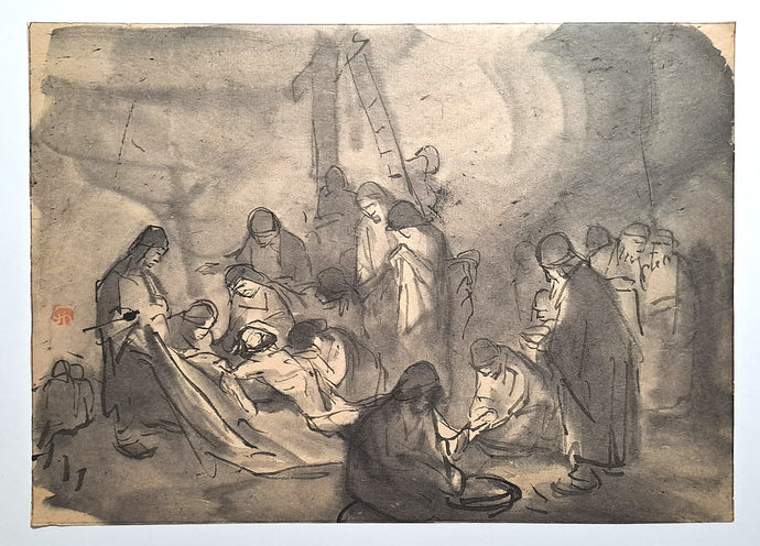Jules CHADEL [Descente de Croix]. Dessin original. 