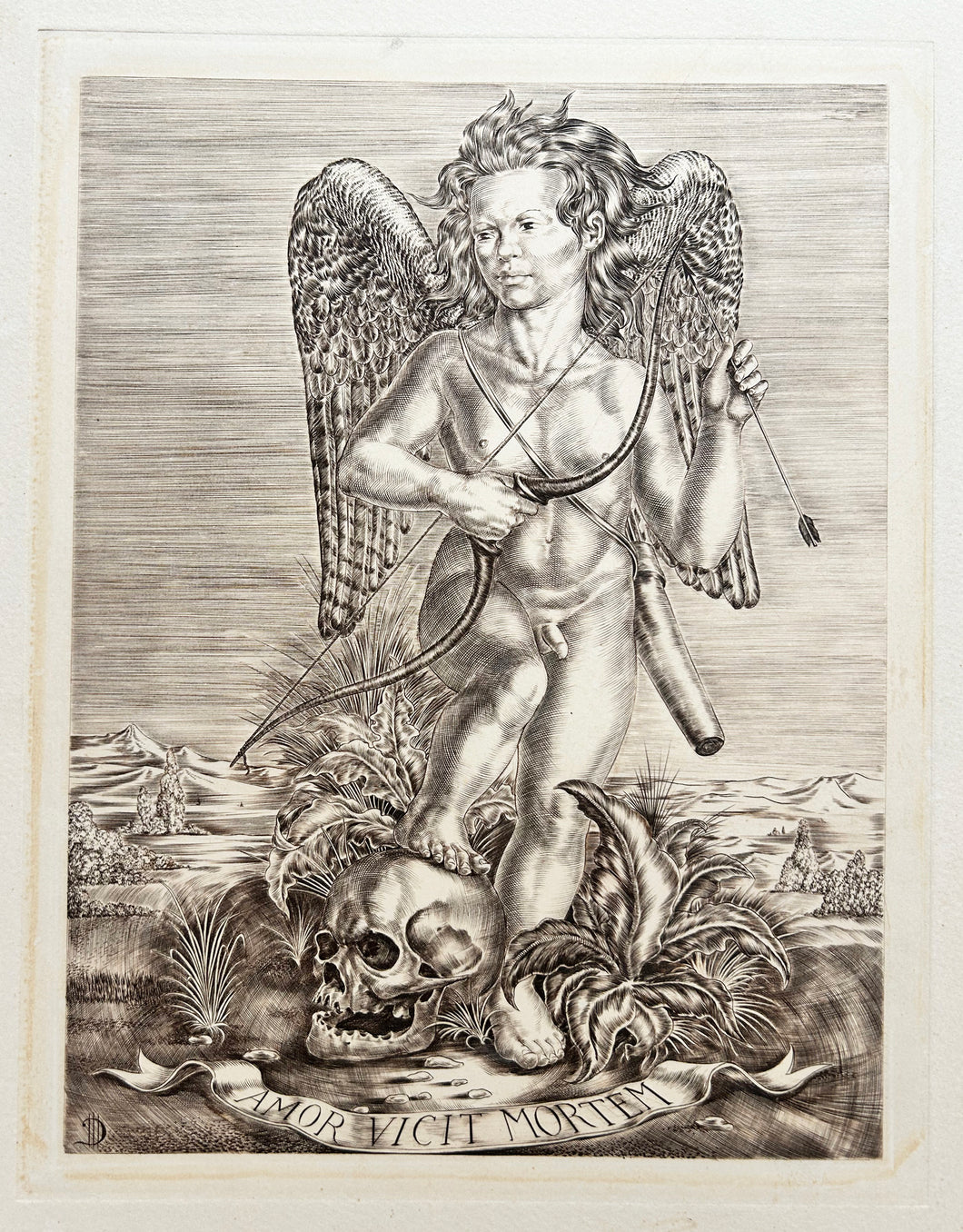 Marc DAUTRY Amor vicit Mortem. Vanité.  1977. Gravure originale. 
