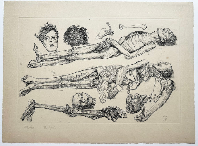 Jean DELPECH Cadavres et membres. 1944. Gravure originale signée. 