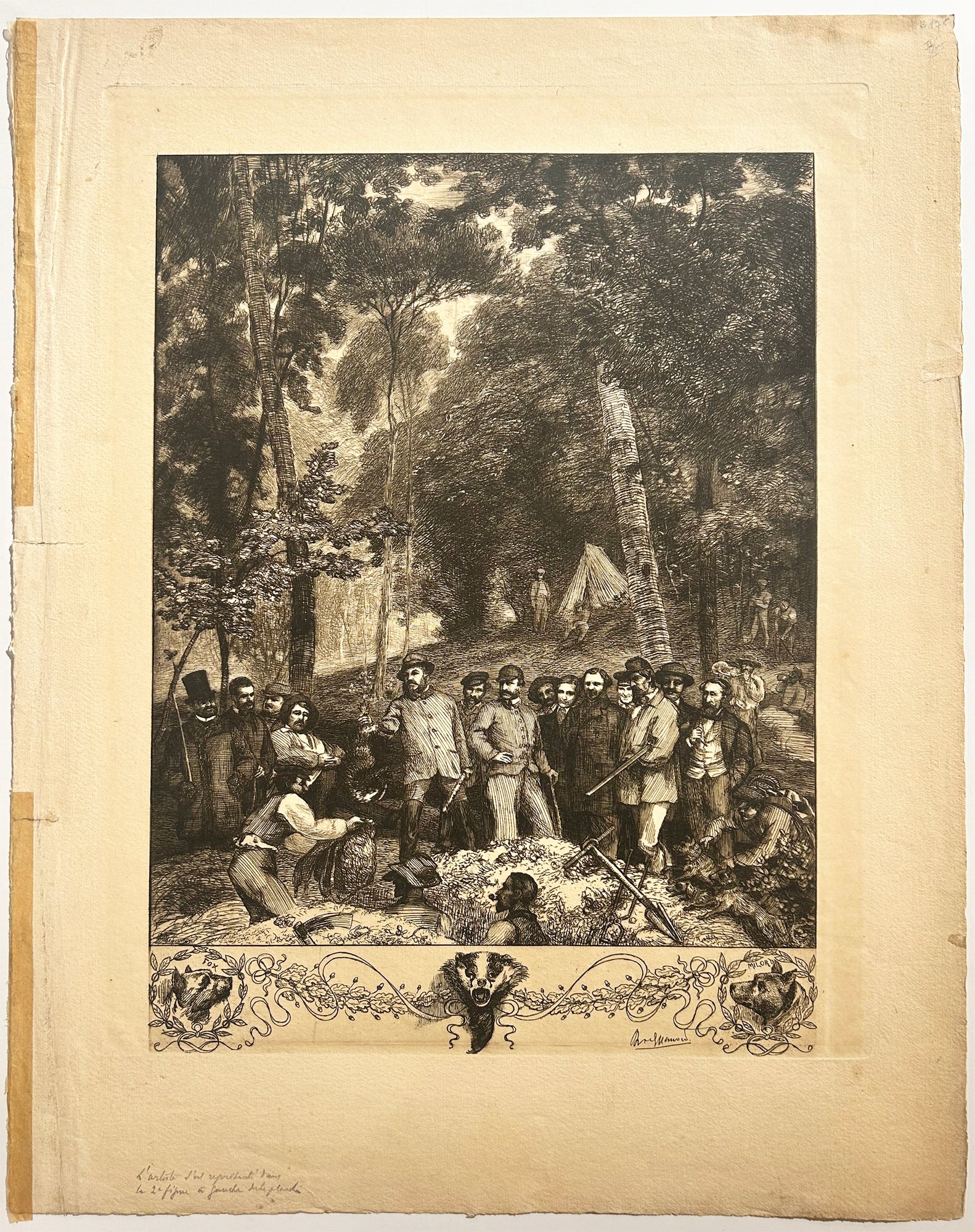 Un déterrage de blaireau. 1863.