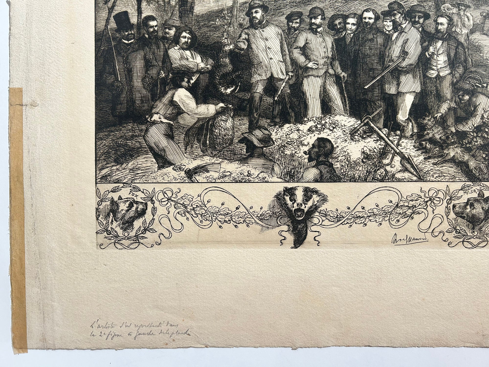 Un déterrage de blaireau. 1863.