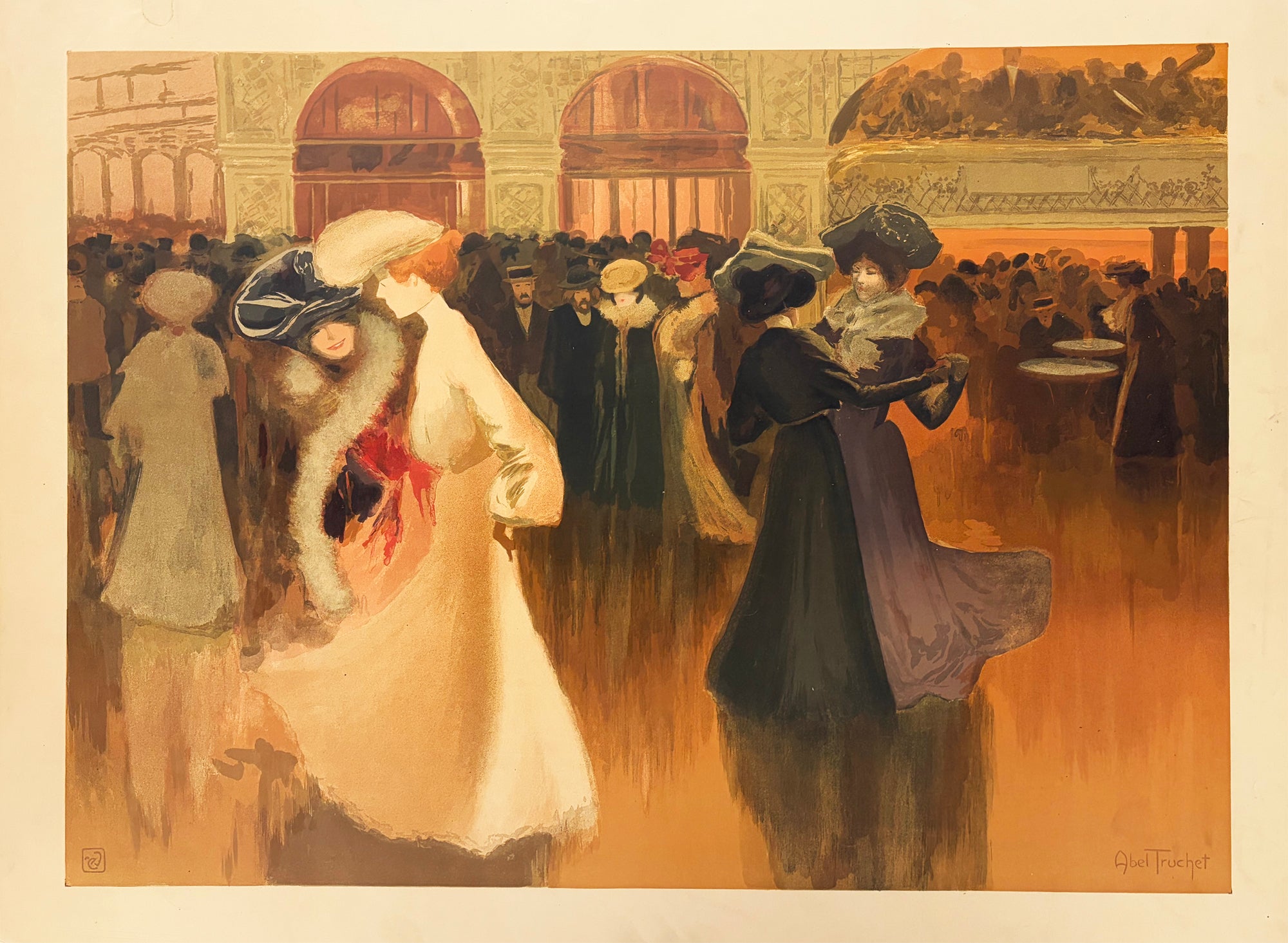 Louis ABEL-TRUCHET - Les danseuses.  1900. Lithographie originale, imprimée en couleurs.