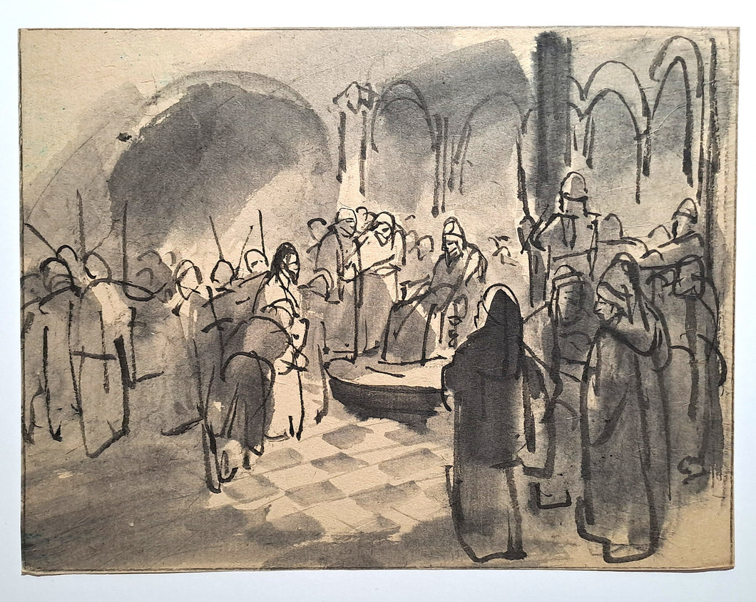 Jules CHADEL [Le Christ devant Pilate]. Dessin original. 