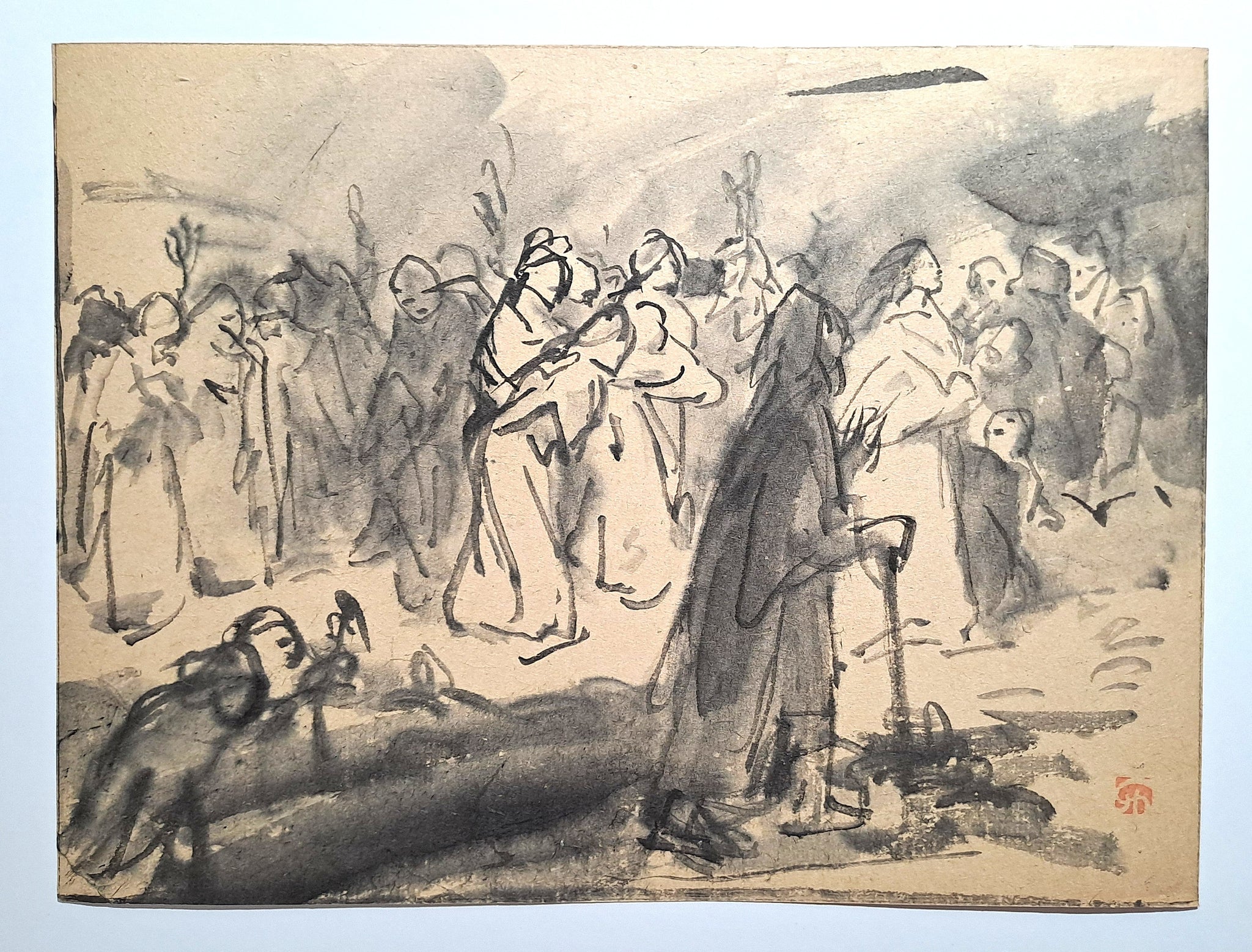 Jules CHADEL [L'entrée à Jérusalem]. Dessin original. 