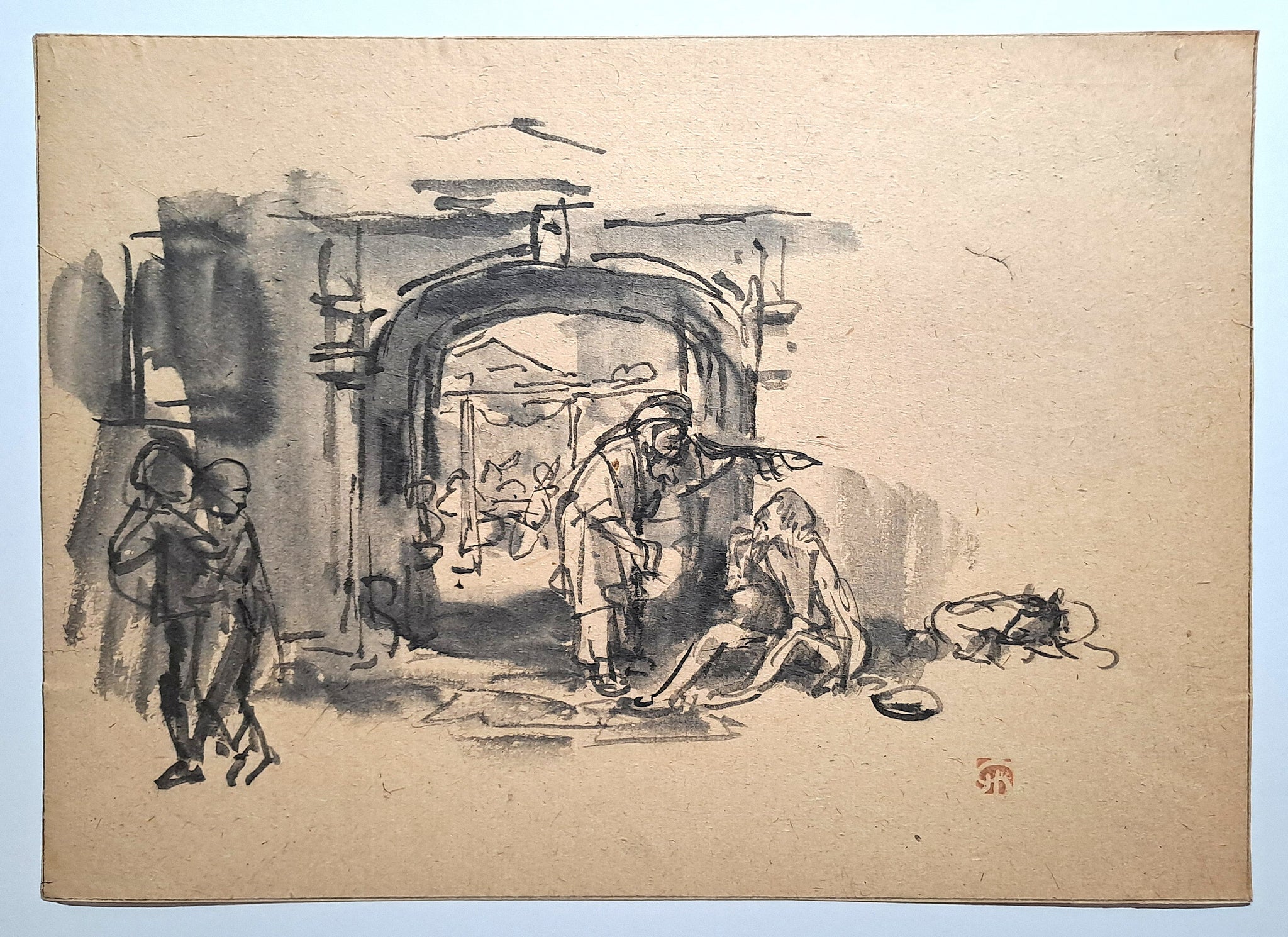 Jules CHADEL [Lazare et le mauvais riche]. Dessin original. 