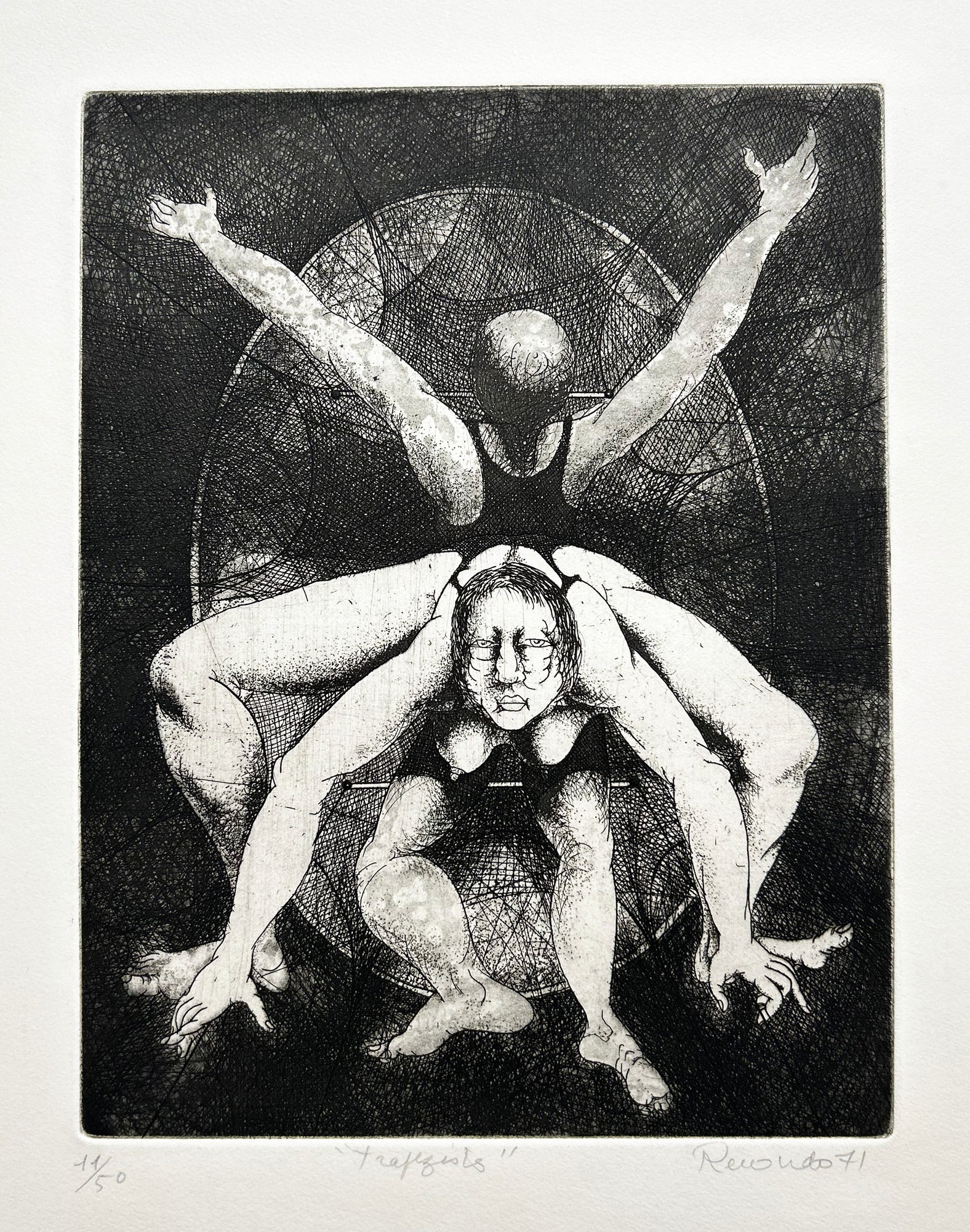 RECONDO Félix de- Trapézistes. 1971. Gravure originale, signée. 