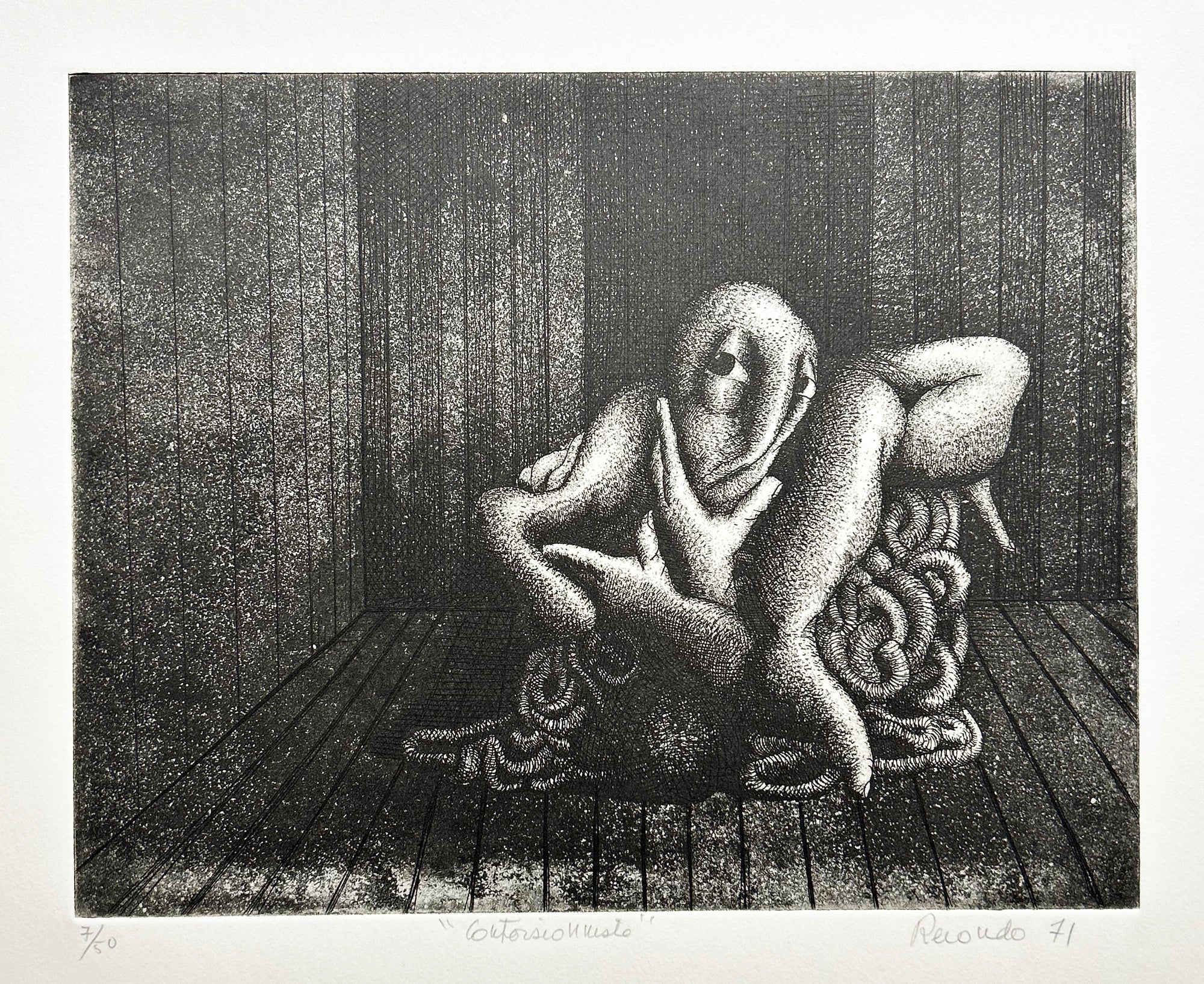 Félix de RECONDO - Contorsionniste.  1971. Gravure originale, signée.