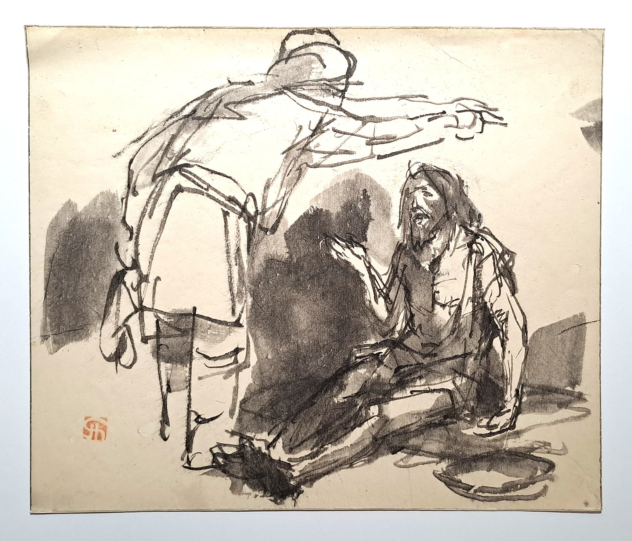 Jules CHADEL [Etude de Lazare et le mauvais riche]. Dessin original. 