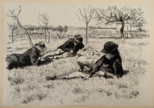 Charger l&#39;image dans la galerie, Partie de campagne (trois personnages au jardin, Éragny).  c.1895.
