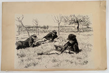 Charger l&#39;image dans la galerie, Partie de campagne (trois personnages au jardin, Éragny).  c.1895.
