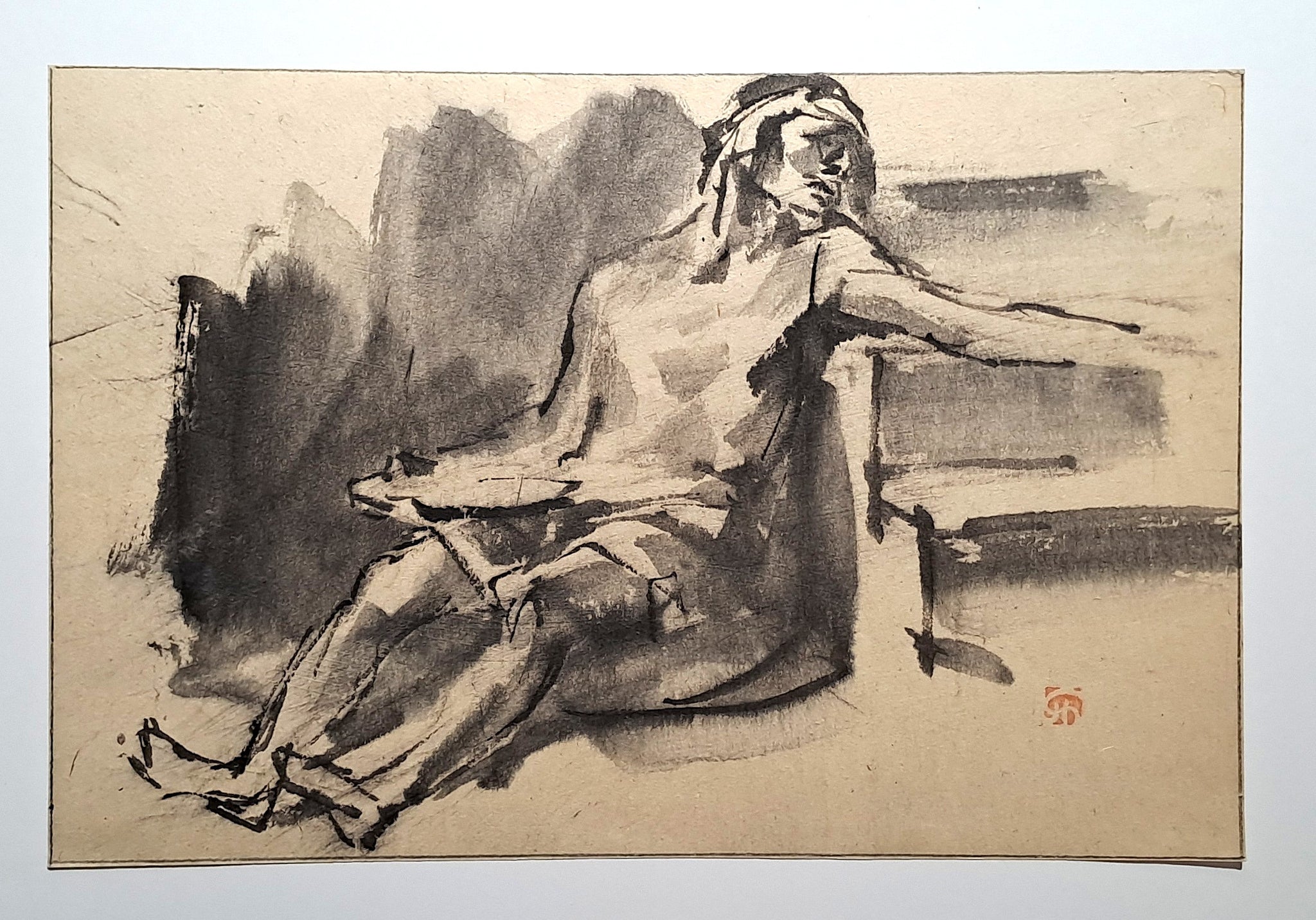 Jules CHADEL [Etude de Lazare mort]. Dessin original. 