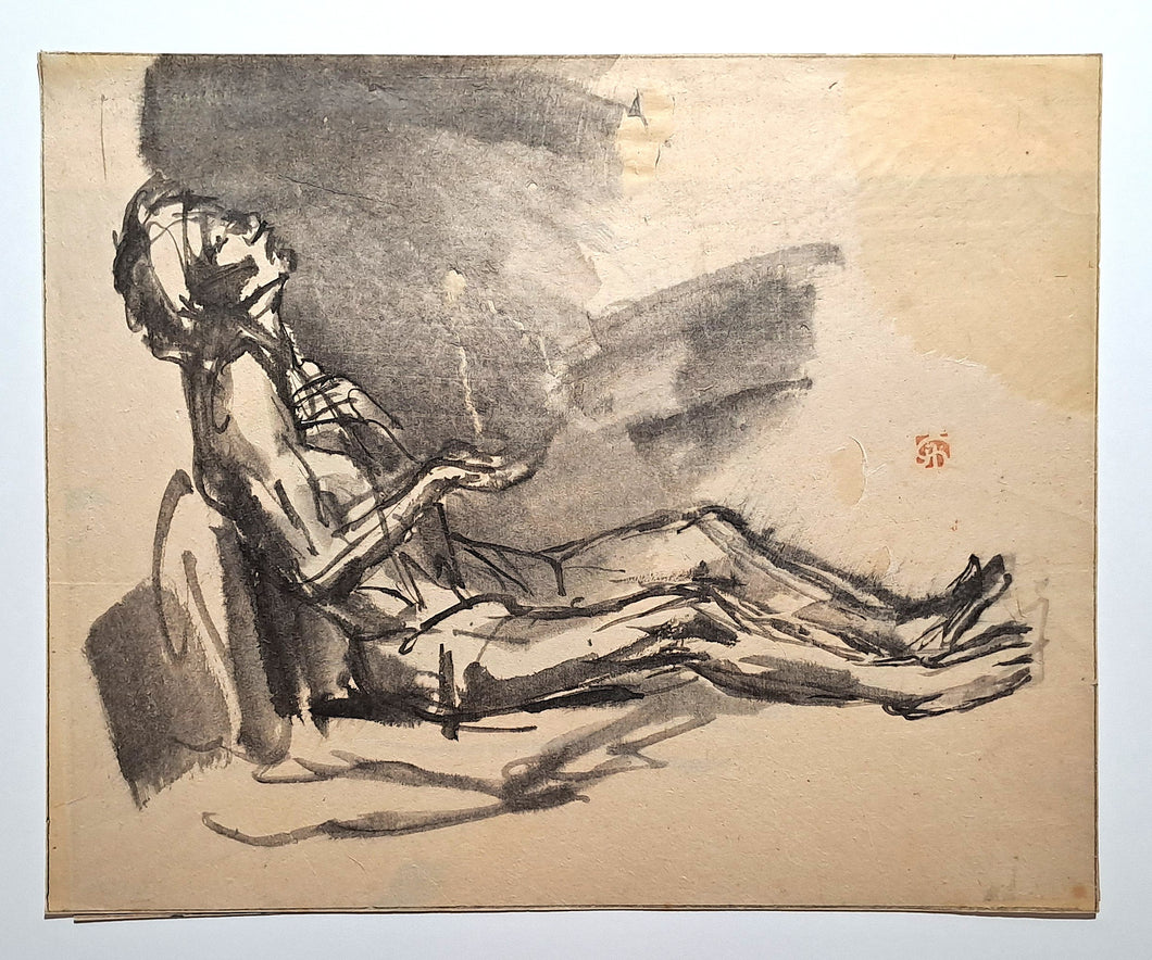 Jules CHADEL [Etude de Lazare faisant l'aumône]. Dessin original. 