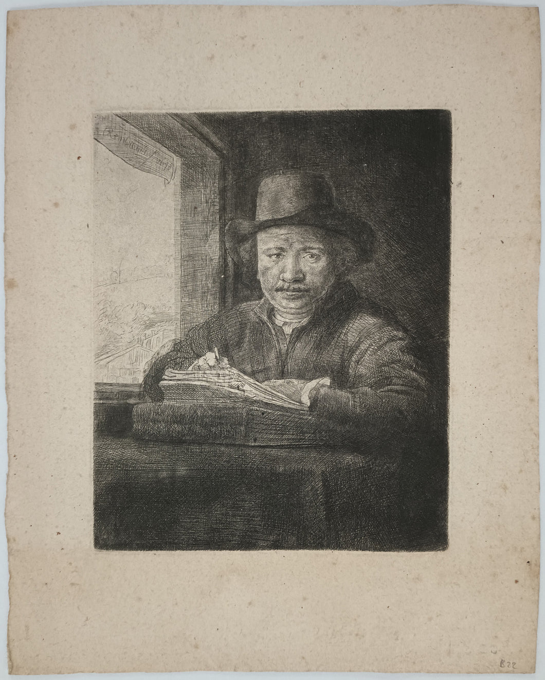 Rembrandt dessinant à la fenêtre. 1648.