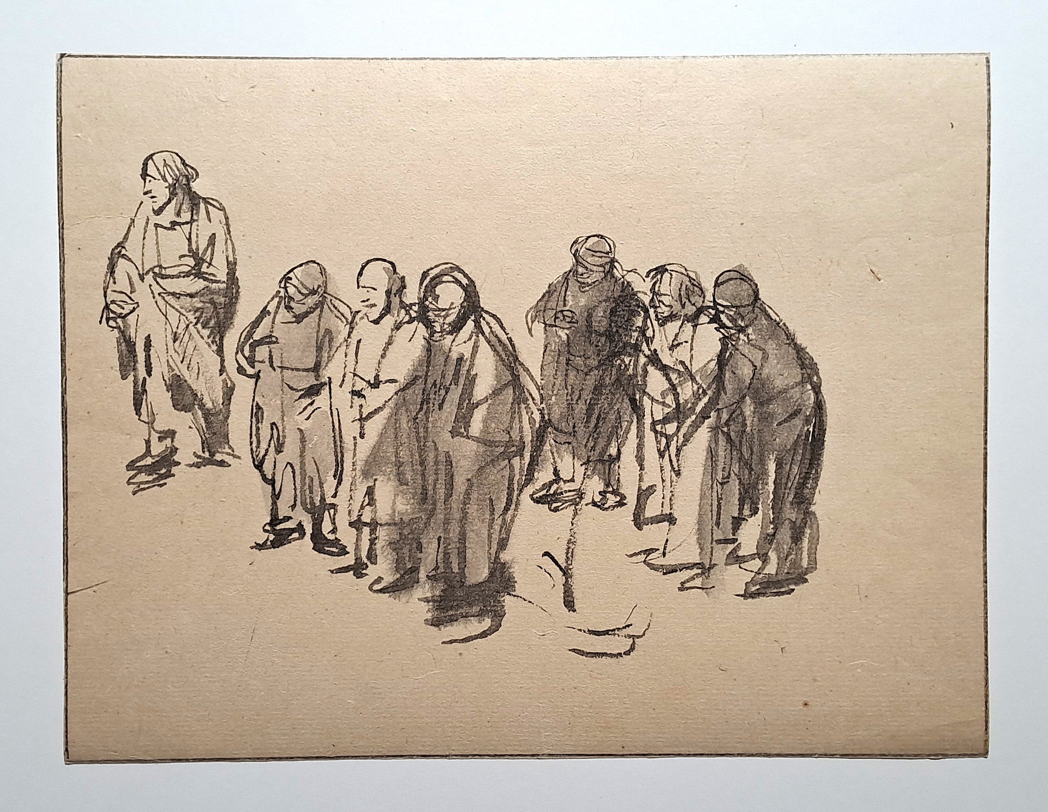 Jules CHADEL [Etudes de personnages du Baptême]. Dessin original. 