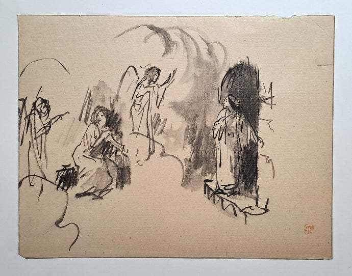 Jules CHADEL [Etude de l'Annonciation]. Dessin original. 