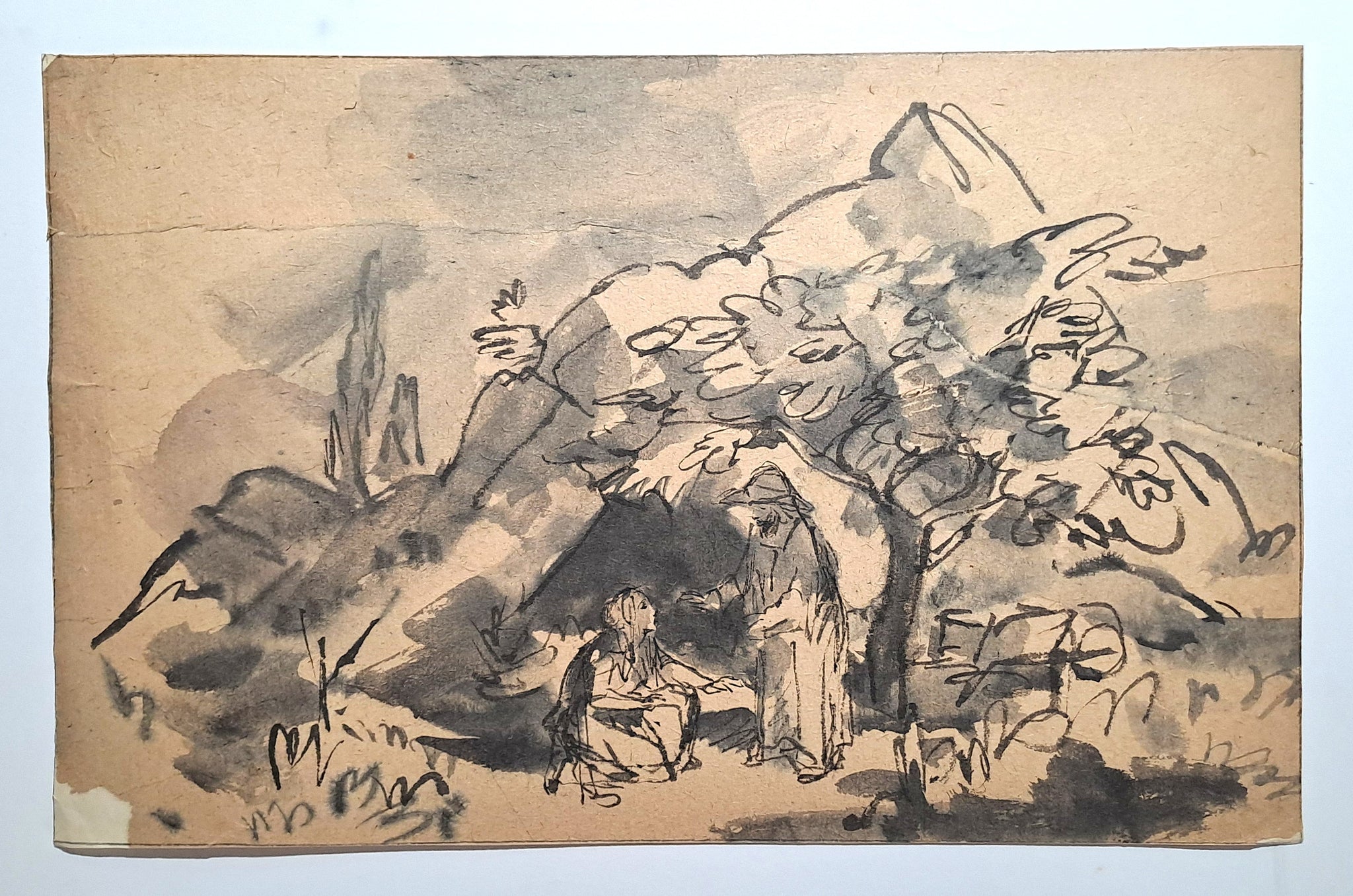 Jules CHADEL [Apparition du Christ à Marie Madeleine]. Dessin original. 