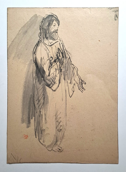 Jules CHADEL [Le Christ prêchant debout]. Dessin original. 