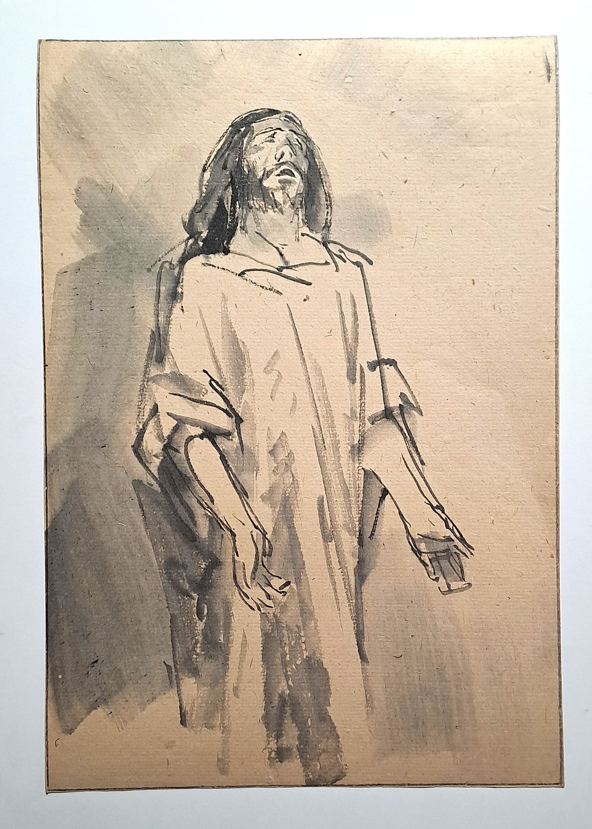 Jules CHADEL [Le Christ prêchant de face]. Dessin original. 