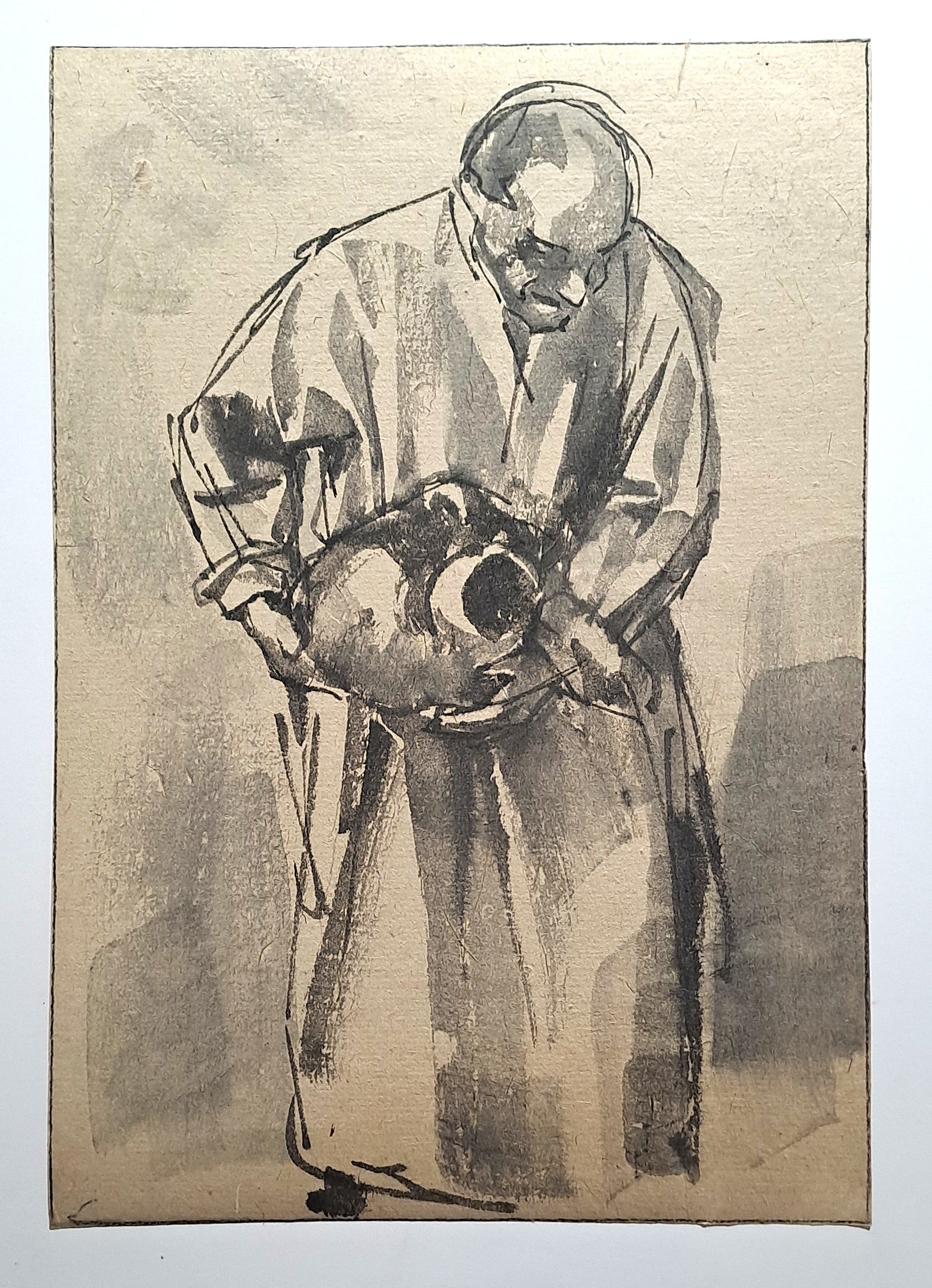 Jules CHADEL [Etude de serveur tenant une amphore]. Dessin original. 