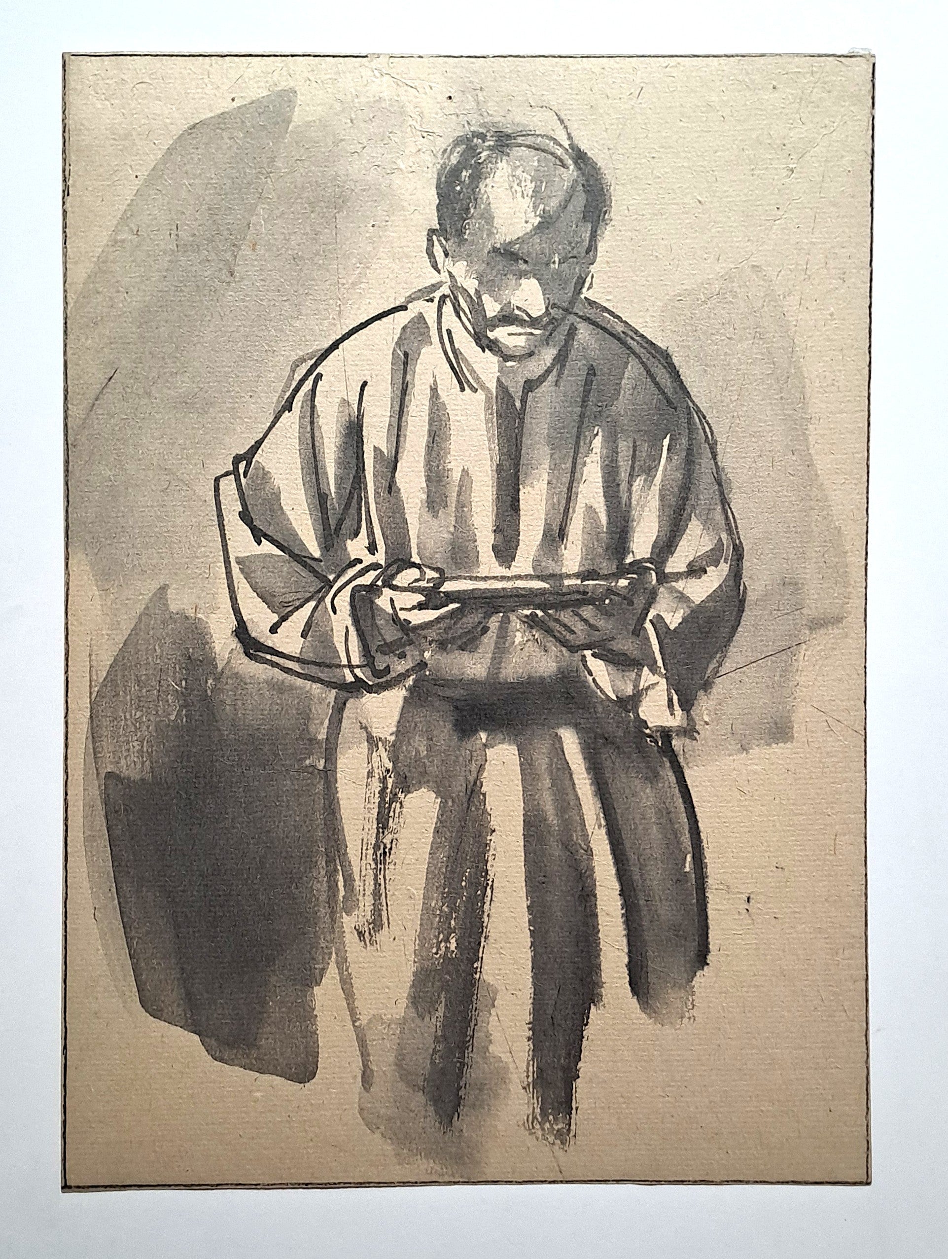 Jules CHADEL[Etude de serveur avec un plateau]. Dessin original.  