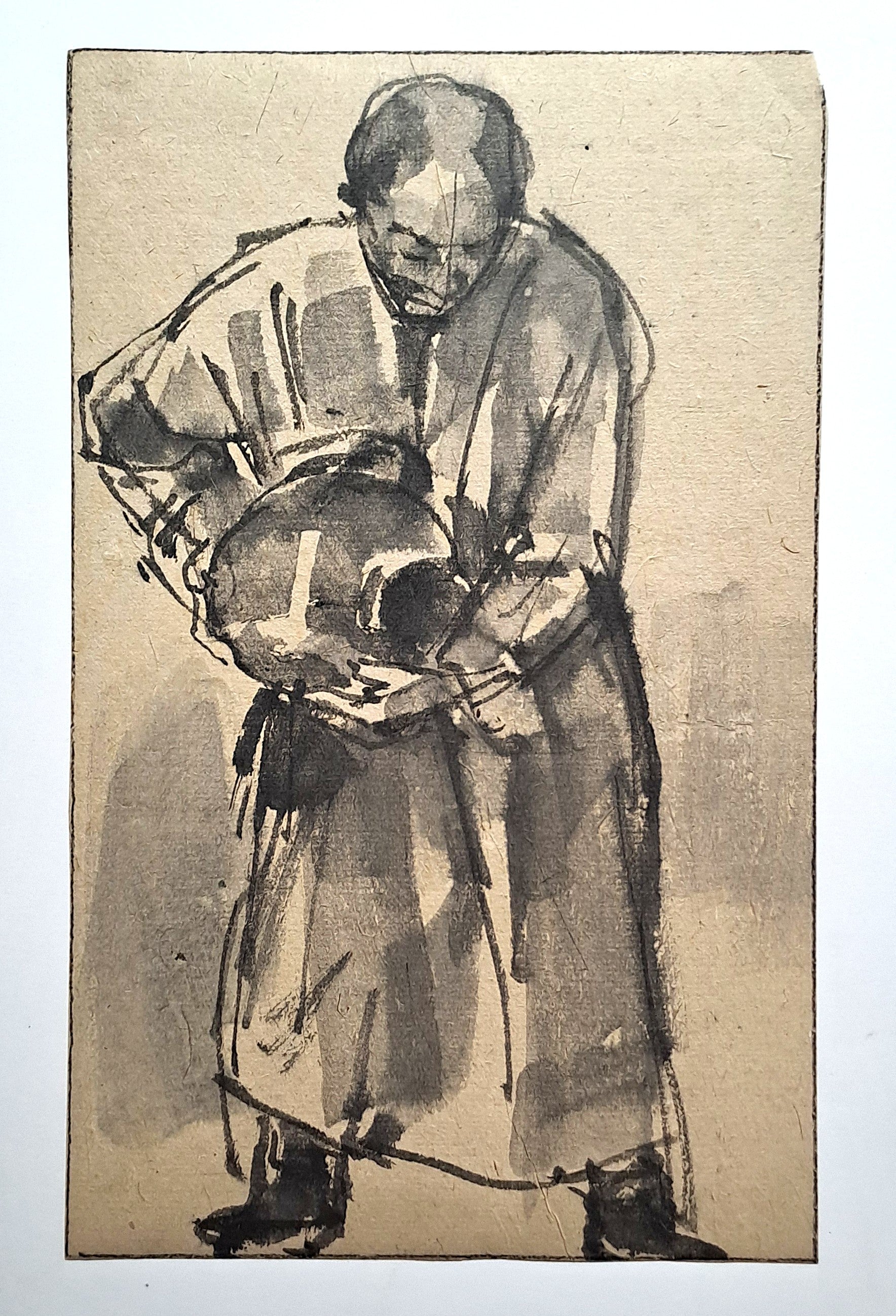 Jules CHADEL [Etude de serveur avec une amphore]. Dessin original. 