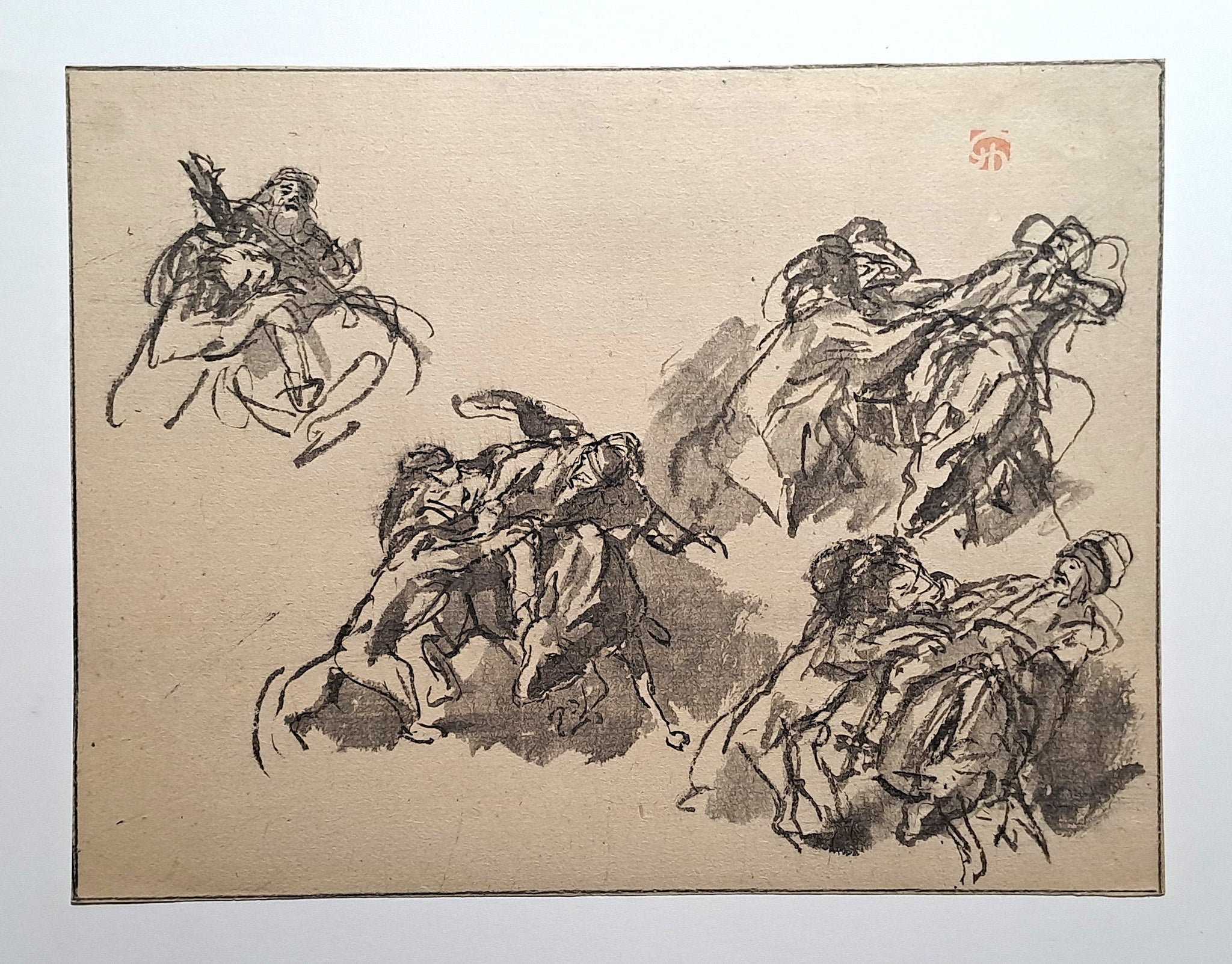 Jules CHADEL [Etude de Samson luttant contre le lion]. Dessin original. 