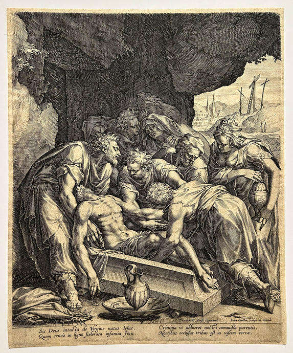 Johannes SADELER - La mise au tombeau du Christ. c.1586. Gravure à l'eau-forte et au burin d'après Dirck Barendsz. 
