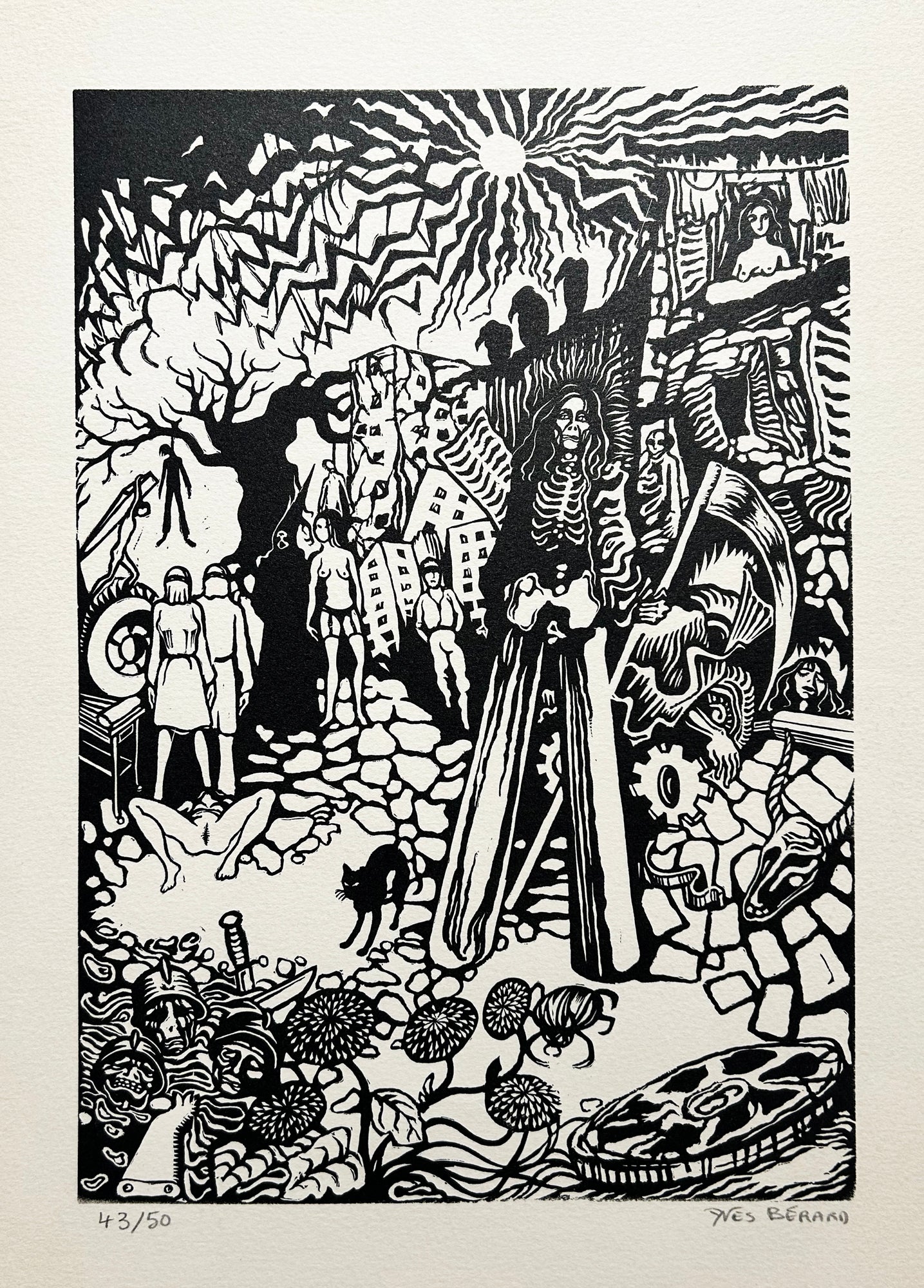 Yves BERARD - [Allégorie de la Mort]. Bois gravé. 