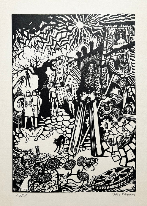 Yves BERARD - [Allégorie de la Mort]. Bois gravé. 