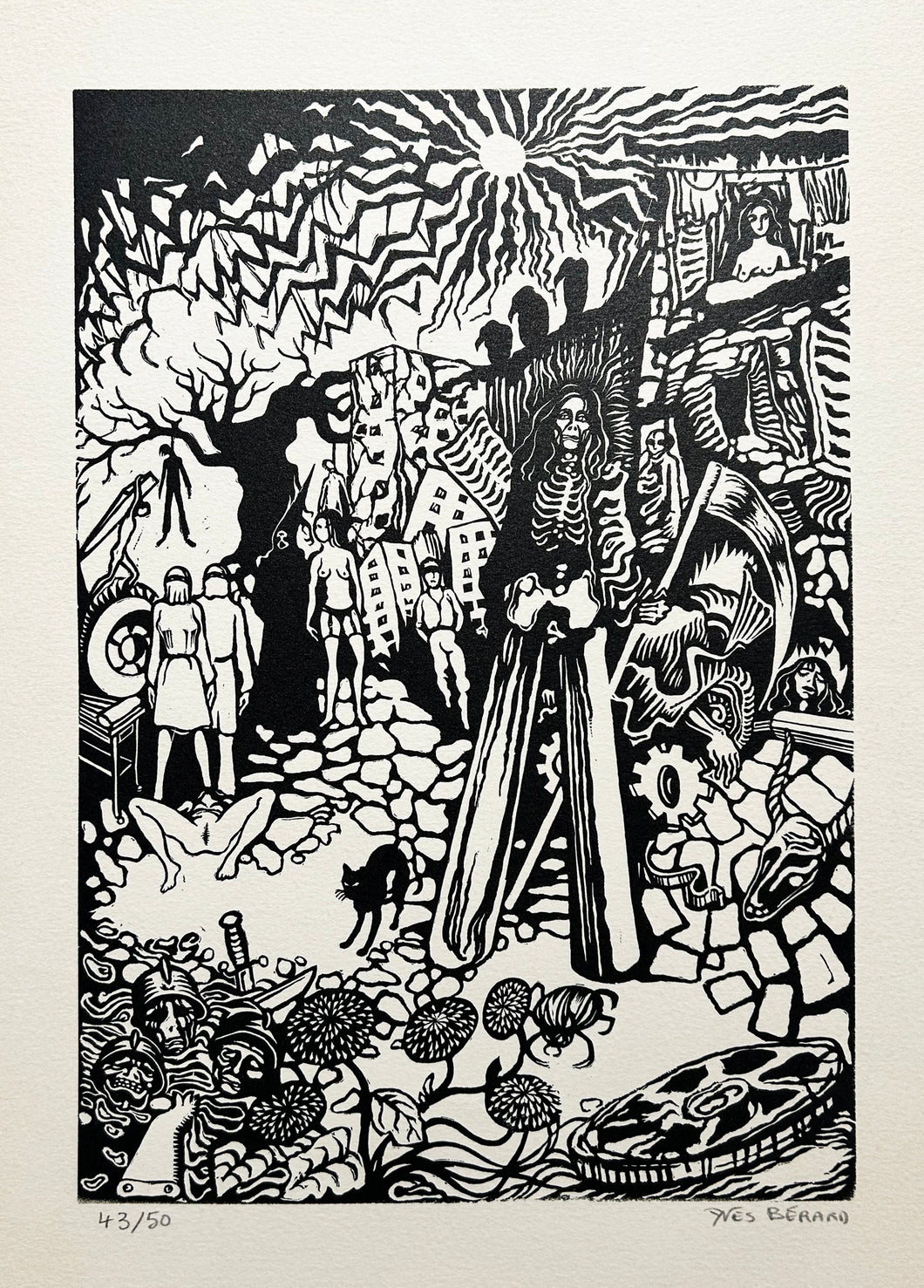 Yves BERARD - [Allégorie de la Mort]. Bois gravé. 