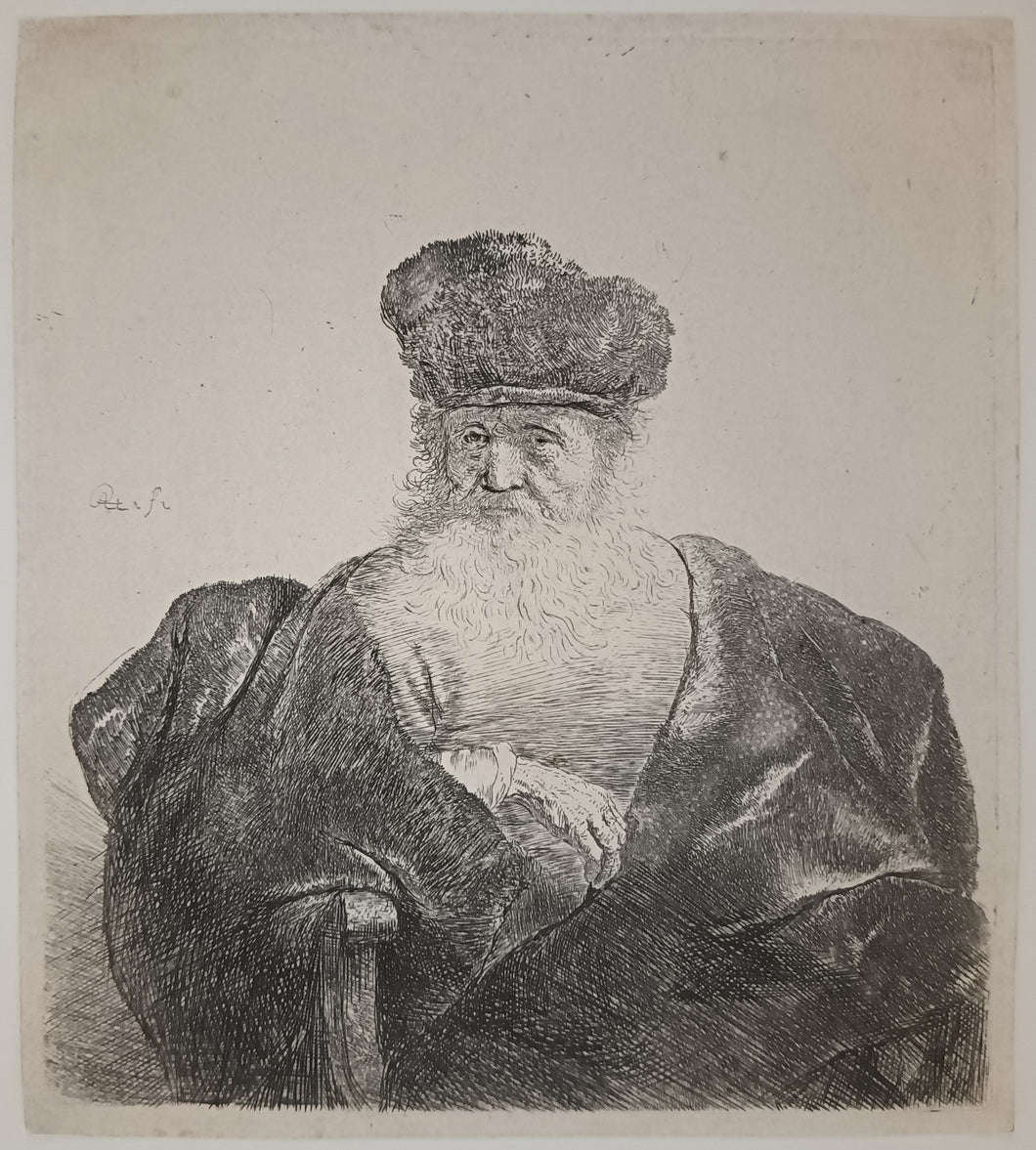 Vieillard à grande barbe et bonnet fourré. v. 1631.