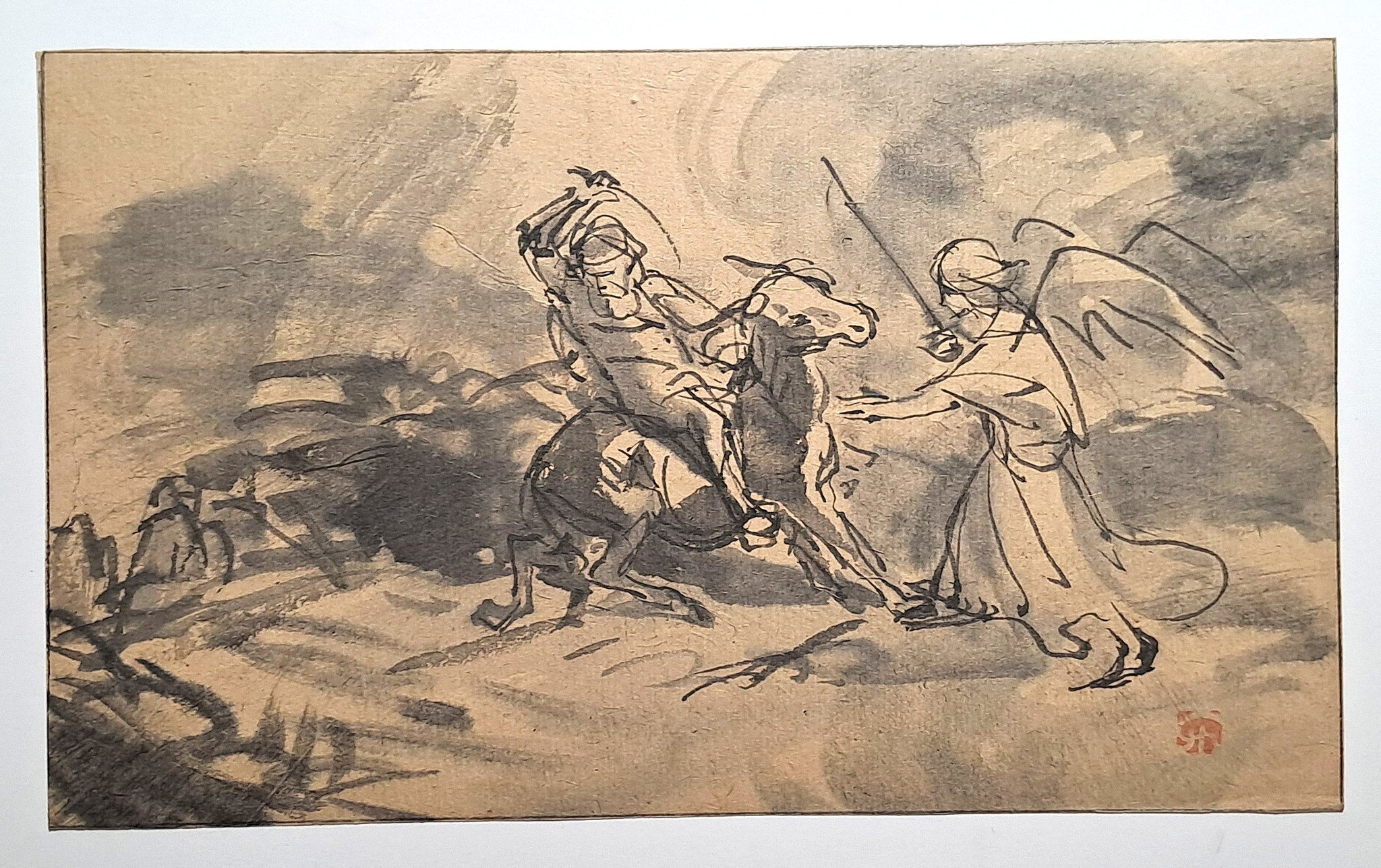 Jules CHADEL [Lutte de Jacob avec l'ange]. Dessin original. 