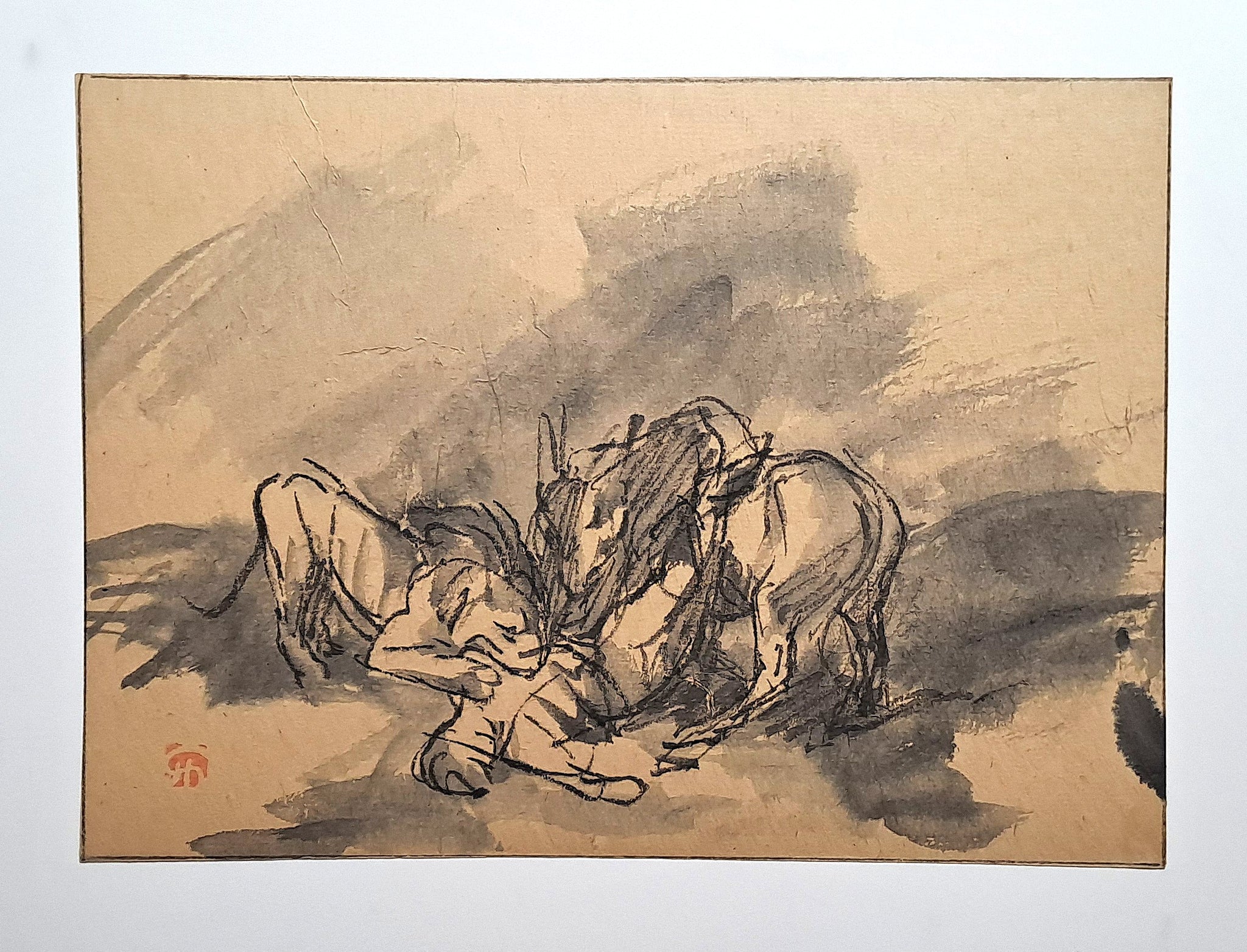 Jules CHADEL [Homme dévoré par des lions]. Dessin original. 