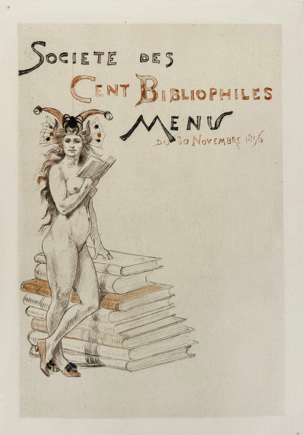 Menu pour les Cent Bibliophiles, 30 novembre 1896.