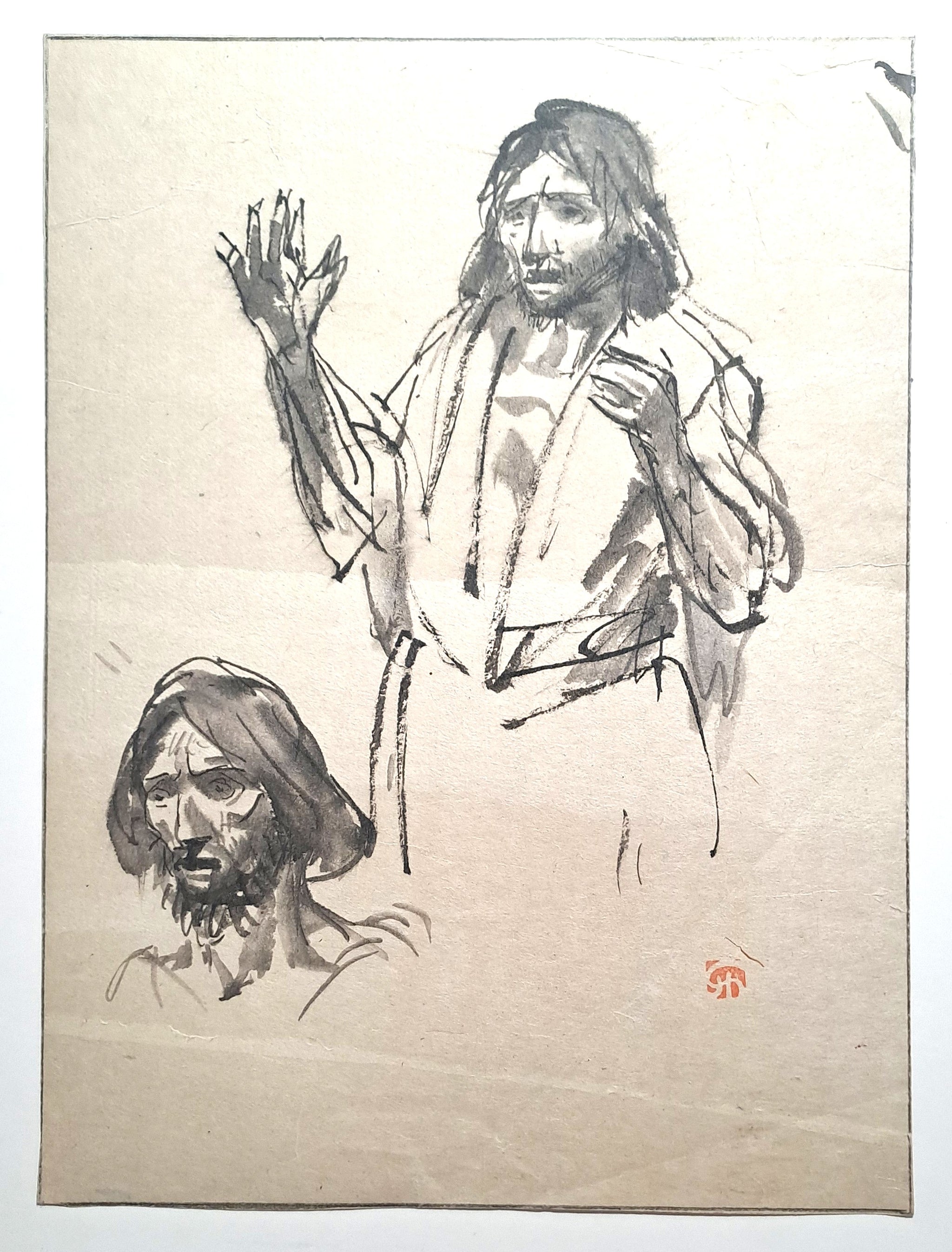 Jules CHADEL [Etudes de Jean-Baptiste]. Dessin original. 